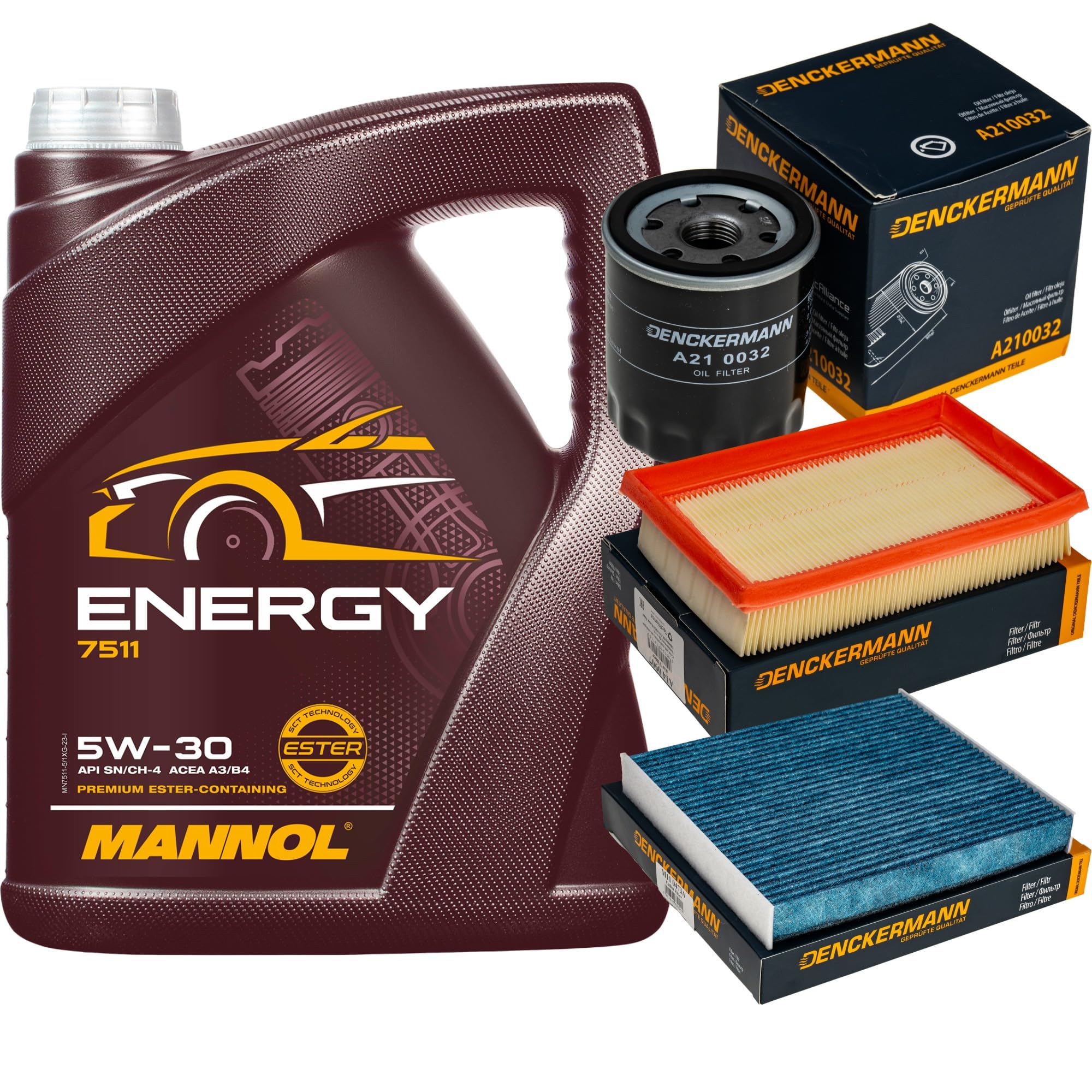 Pacchetto di ispezione Set di filtri con Energy 5W-30 5L, filtro ai carboni attivi, filtro abitacolo, filtro dell'aria, filtro dell'olio