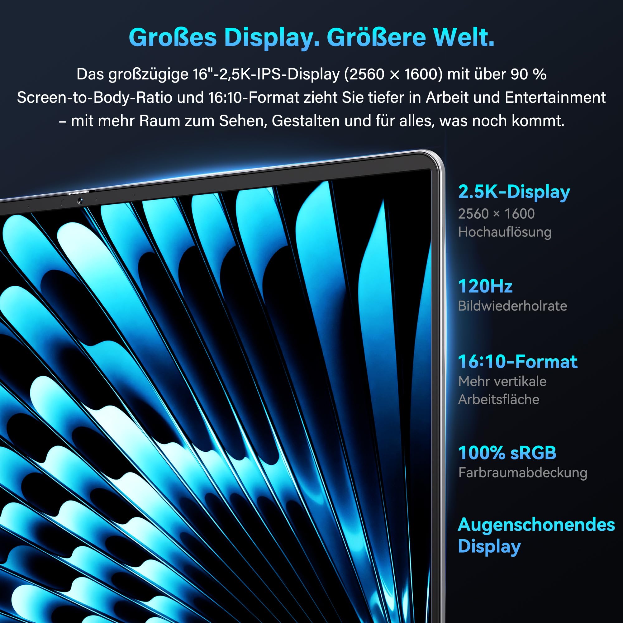 GEEKOM GeekBook X16 Pro Laptop, 1299g Metal Casing, 16 Inch 2.5K, Intel Core Ultra 9-185H, 32GB LPDDR5x 7500MT/s, 2TB SSD, USB4, Fingerprint Sensor, DTS:X Ultra, up to 17h Battery, Copilot, Windows 11 - 5