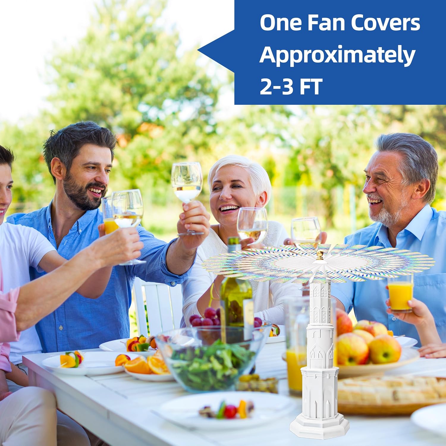 4pcs Fly Fans for Tables, Repellent Fan to Keep Flies Away, Portable Deterrent Spinner for Picnic, Restaurant, Party, Home, BBQ (White)