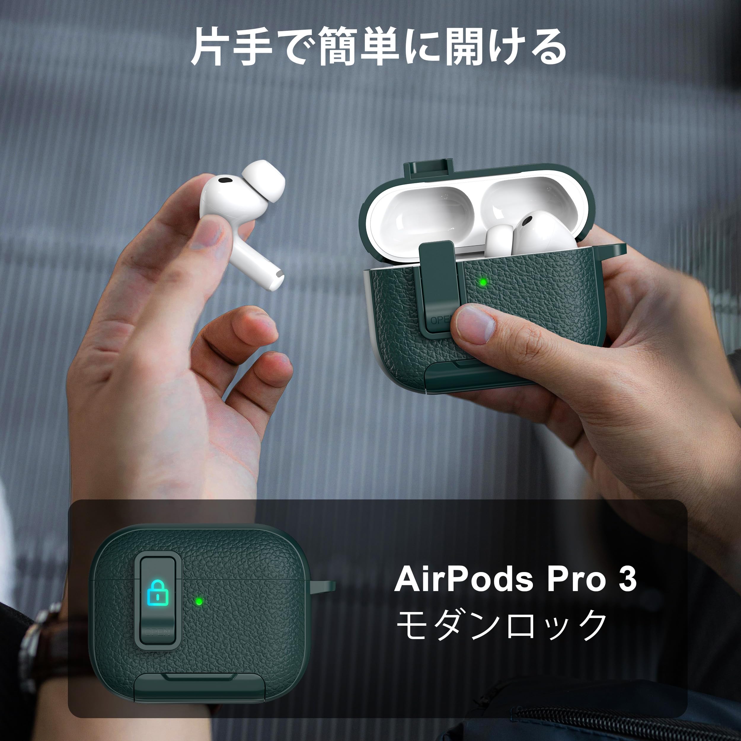 Amazon | RFUNGUANGO AirPods Pro 3ケース レザー、キーチェーン、電話