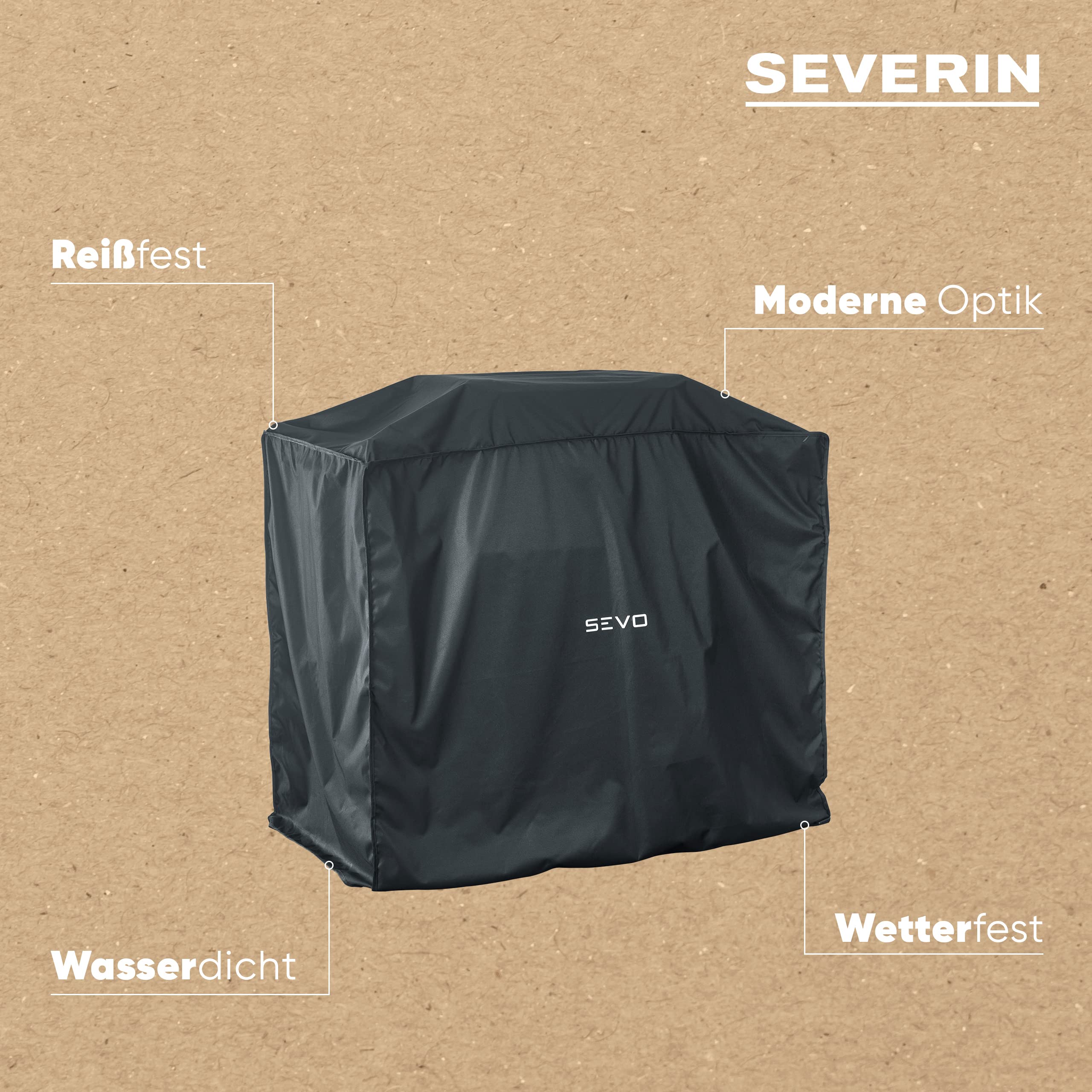 SEVERIN Sevo GTS, Copertura per Griglia Smart Control in Tessuto Oxford 600D Impermeabile, Robusta Protezione Contro le Intemperie, Nero, ZB 8128