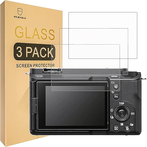 Mr.Shield [Paquete de 3] Protector de pantalla para cámara Sony Alpha ZV-E1 [vidrio templado] [vidrio japonés con dureza 9H] Protector de pantalla