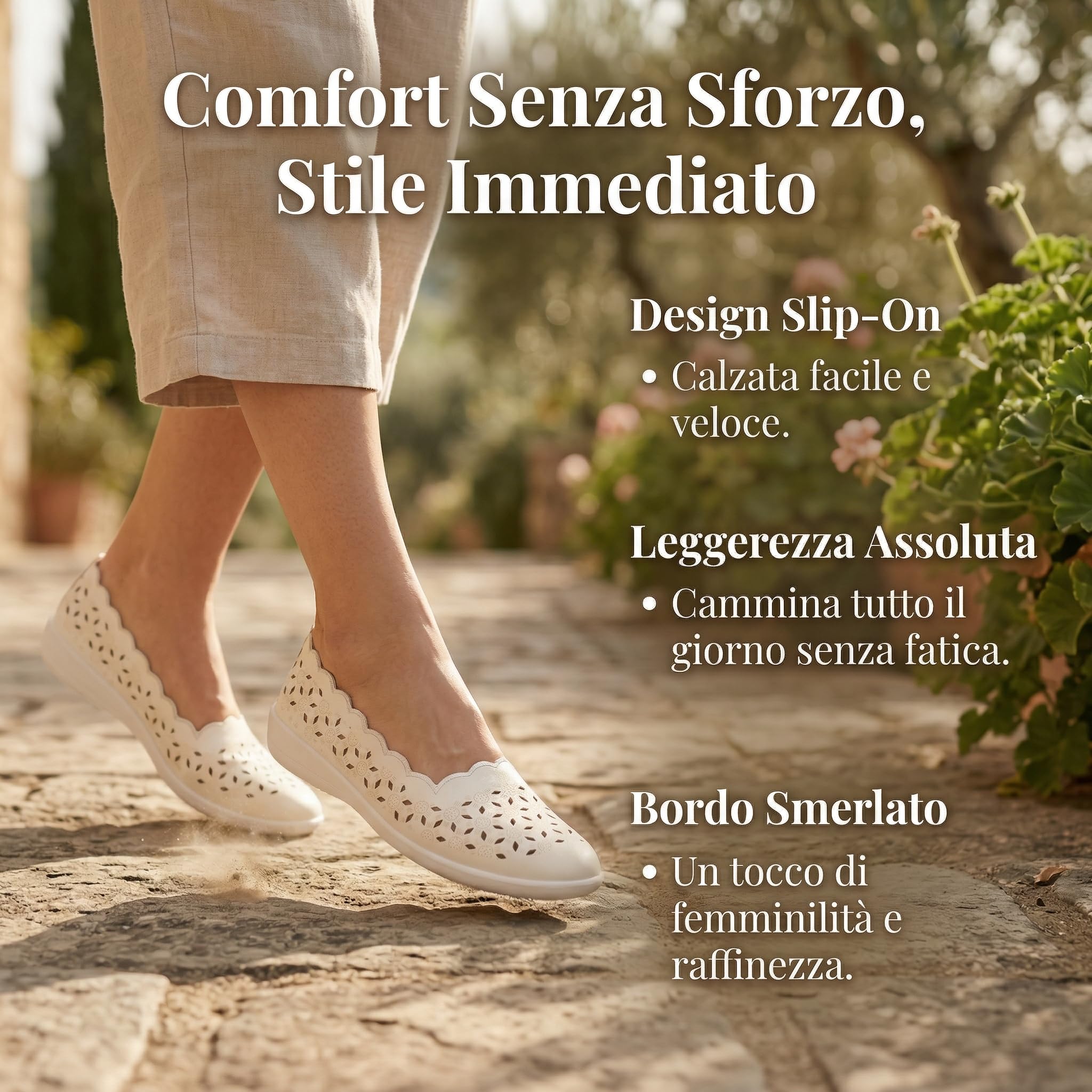 GLAMORA Ballerine Donna Traforate Laser Floreale Zeppa Bassa Punta Tonda Slip On Scarpe Comode Leggere Traspiranti Suola Flessibile Antiscivolo Eleganti Casual Estive Calzata Morbida