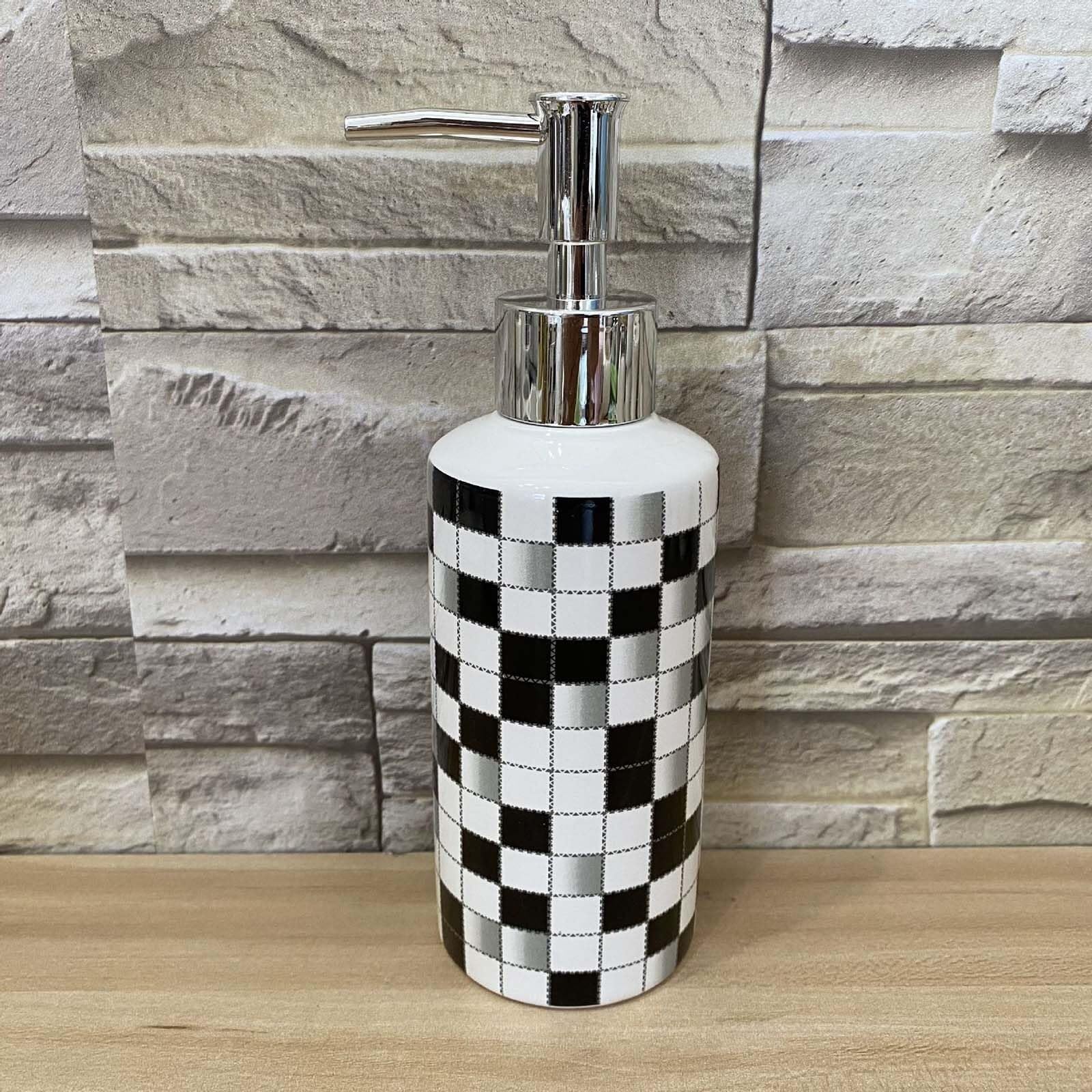 Seifenspender-Set Keramik-Seifenspender, Zahnbürstenhalter, Schale for den Waschtischbereich für das Neue Zuhause(Black)