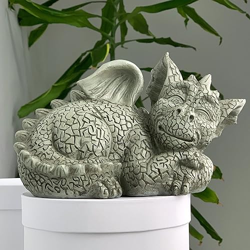 Estatua de dragón como adornos de patio o hogar, decoración de jardín para exteriores (decoración de dragón en forma de estatuas de jardín al aire