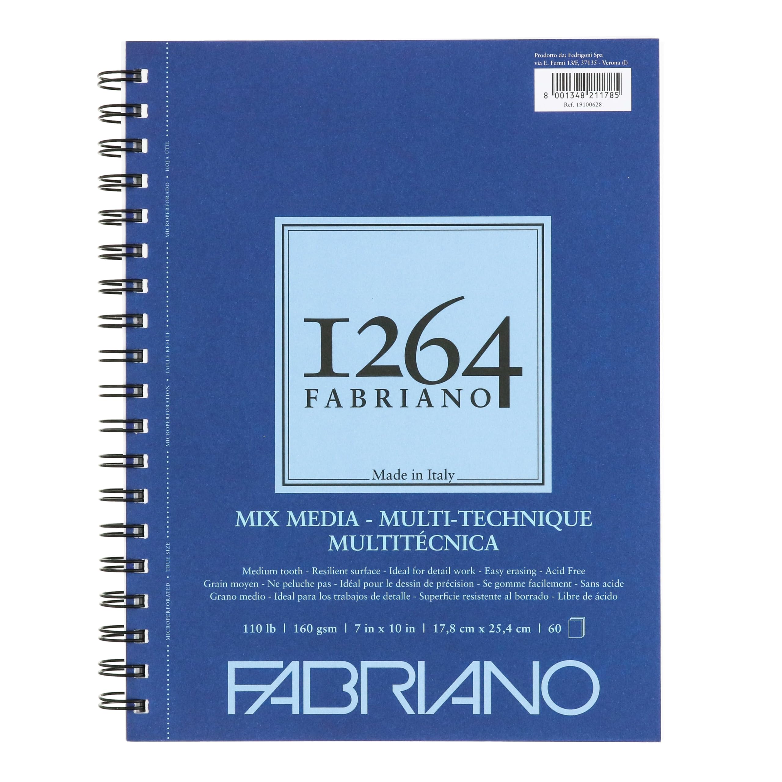 Fabriano 1264 Mixed Media Pad, 7" x 10", 110 lb.