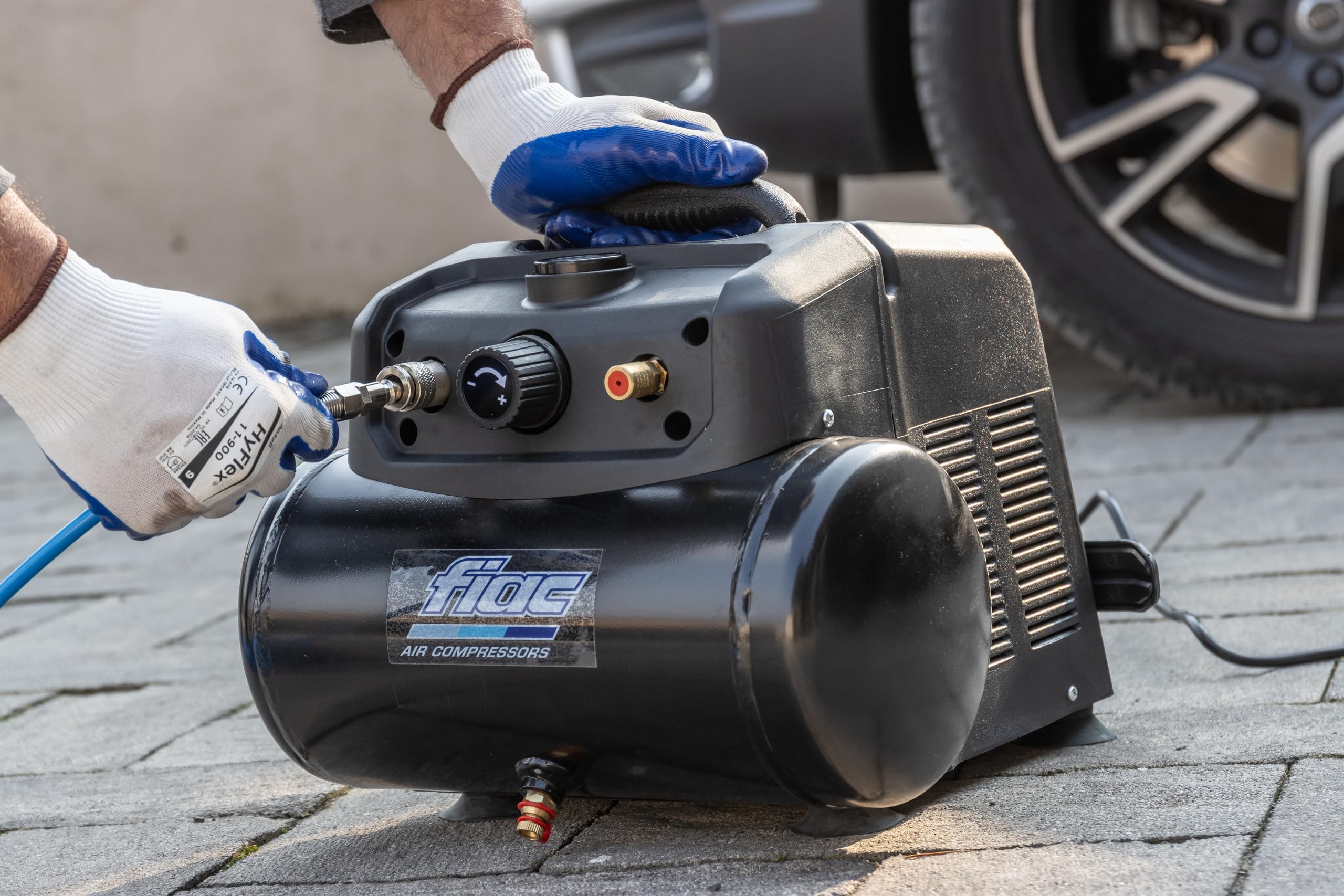 FIAC Compresor de Aire Portátil CUBY, Sin Aceite, Presión Máxima 8 Bar, 1.5 Hp, Tanque 6 Litros, Nivel sonoro 97 dB