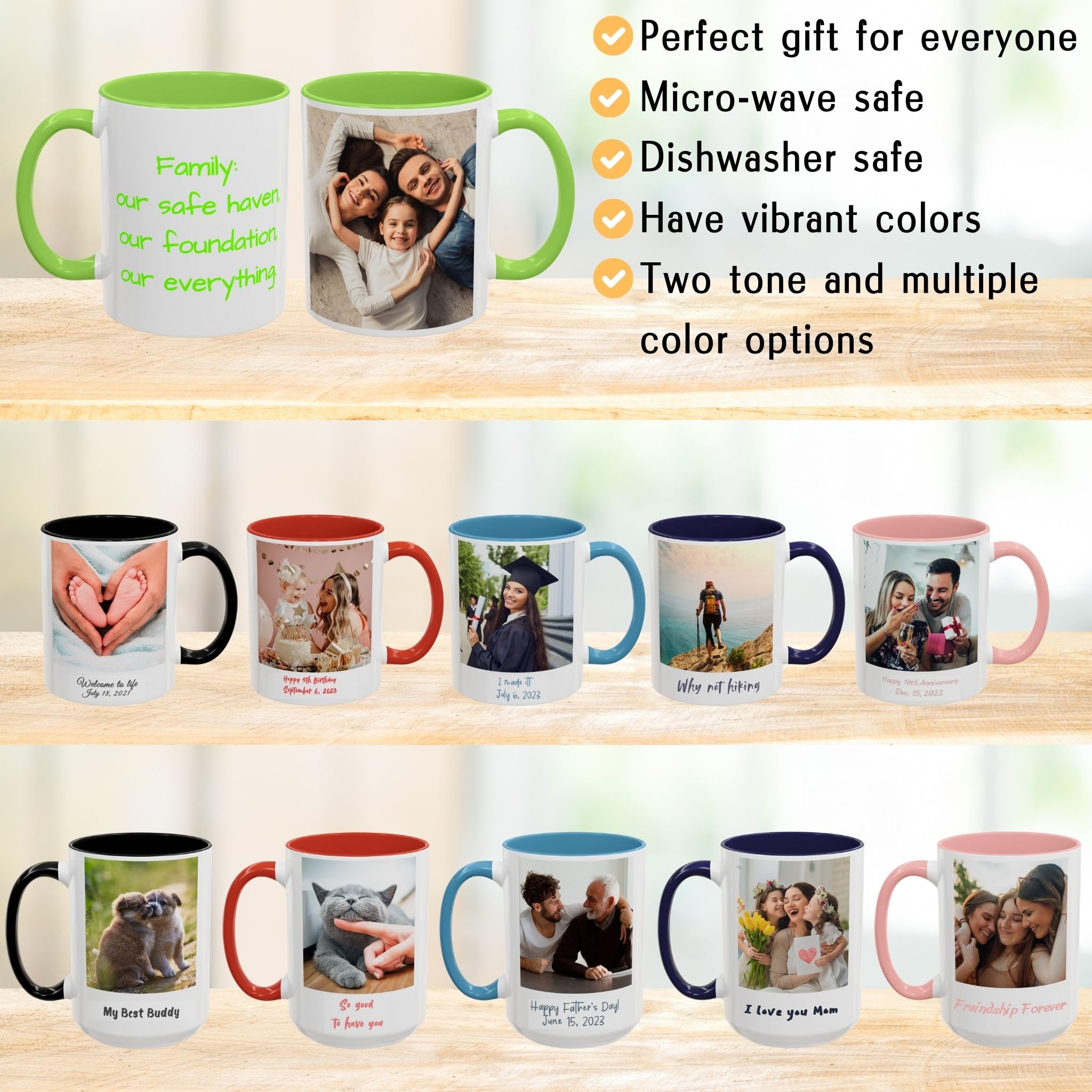 Custom Mug with Picture or Text of Your Uploads, Personalized Mug, Microwave & Dishwasher Safe Ceramic Mug, 325ml - Image 4