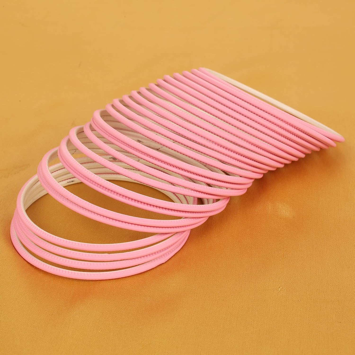 Touchstone NEW Indian Bollywood Pastel Color Bangle Collection Beautifully Handcrafted Western Choice Pastel Light Carrot Color Designer Jewelry Bracelets Bangles. Set Of 24.