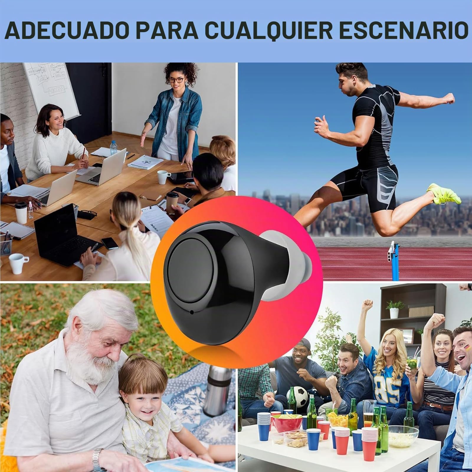 Amplificador De Sonido - JINGHAO Recargable de Amplificadores de Sonido Invisible Con Caja De Carga Portátil, Juego de 2