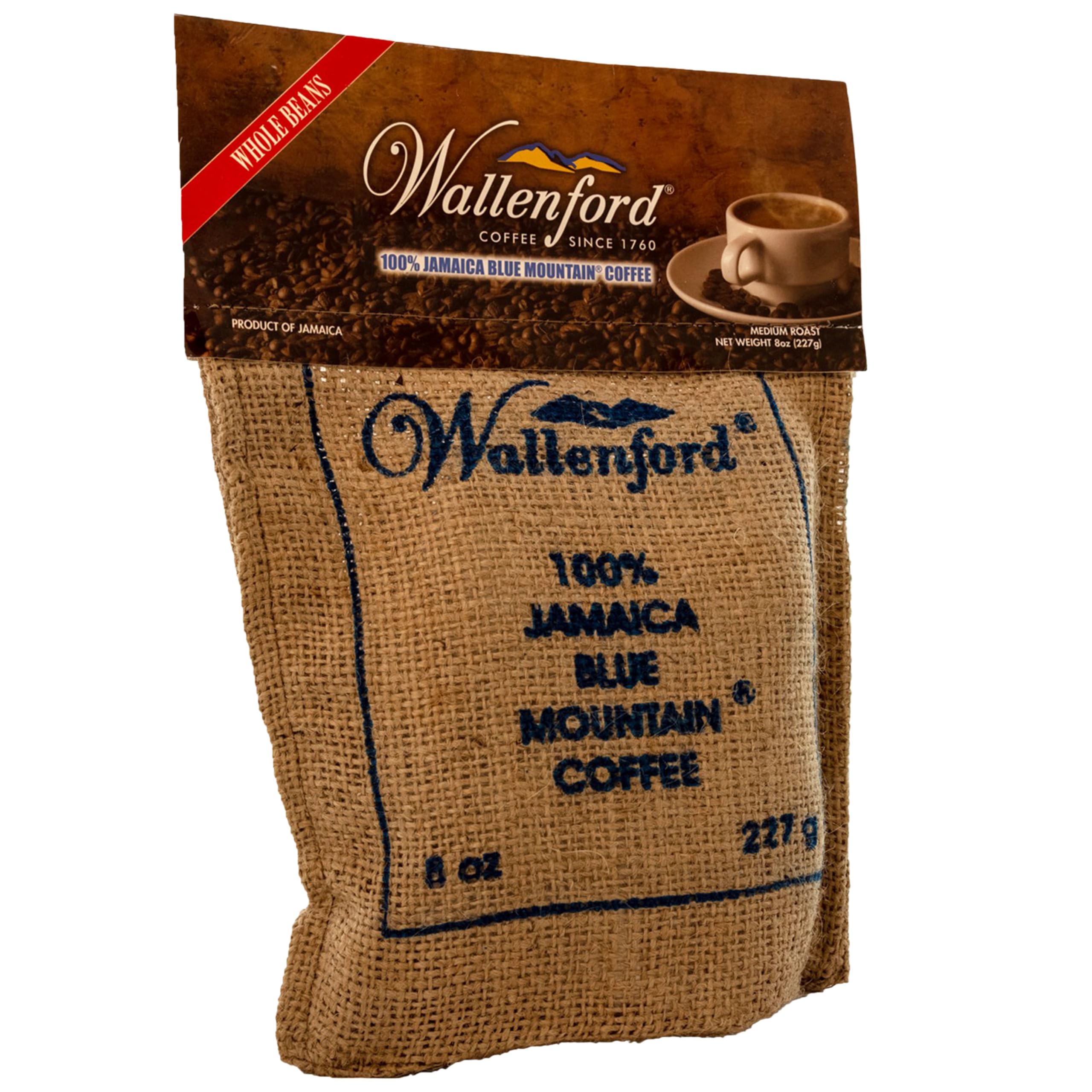 Wallenford Roasted Whole Bean Jamaica Blue Mountain Coffee, 8oz bag