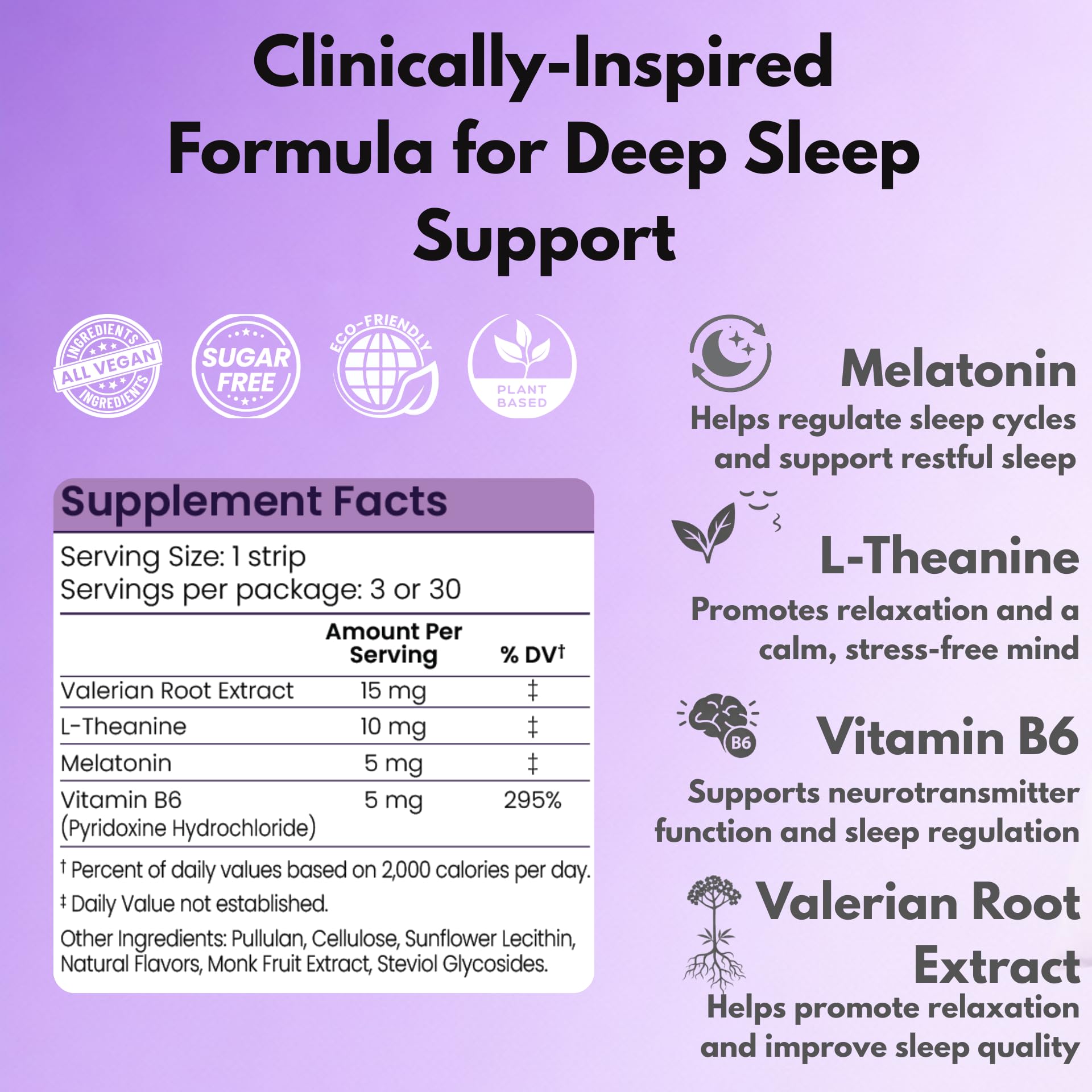 Riize Sleep Strips – Fast Acting Dissolvable Sleep Aid with 5mg Melatonin, L-Theanine & Valerian Root – Oral Sleep Strips for Falling Asleep Faster – 3 Count — Amazon image 4