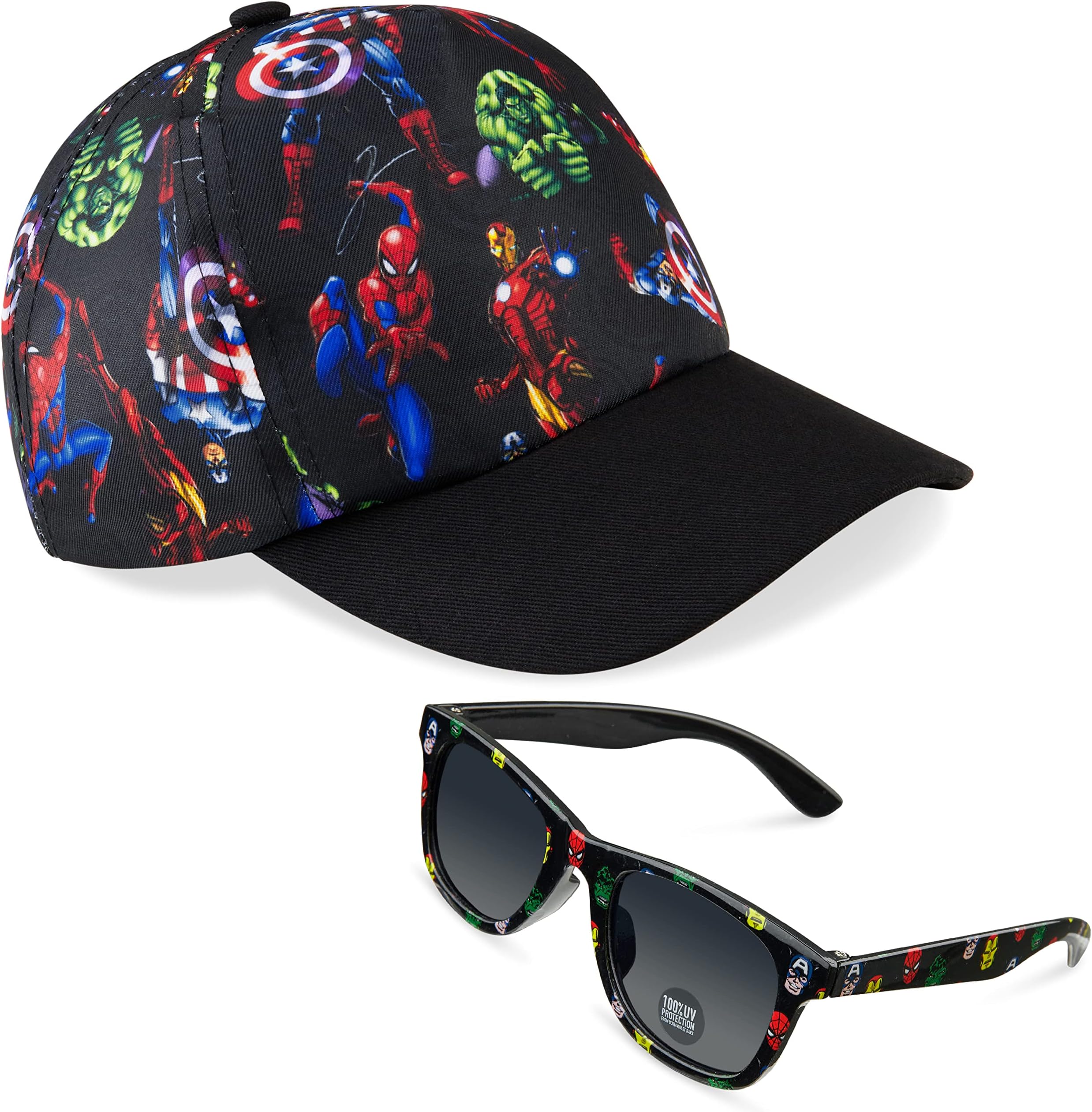Spiderman Sunglasses Baseball Cap Set for Kids Adjustable Summer Sun Hat UV400 Kids Holiday Travel Essentials