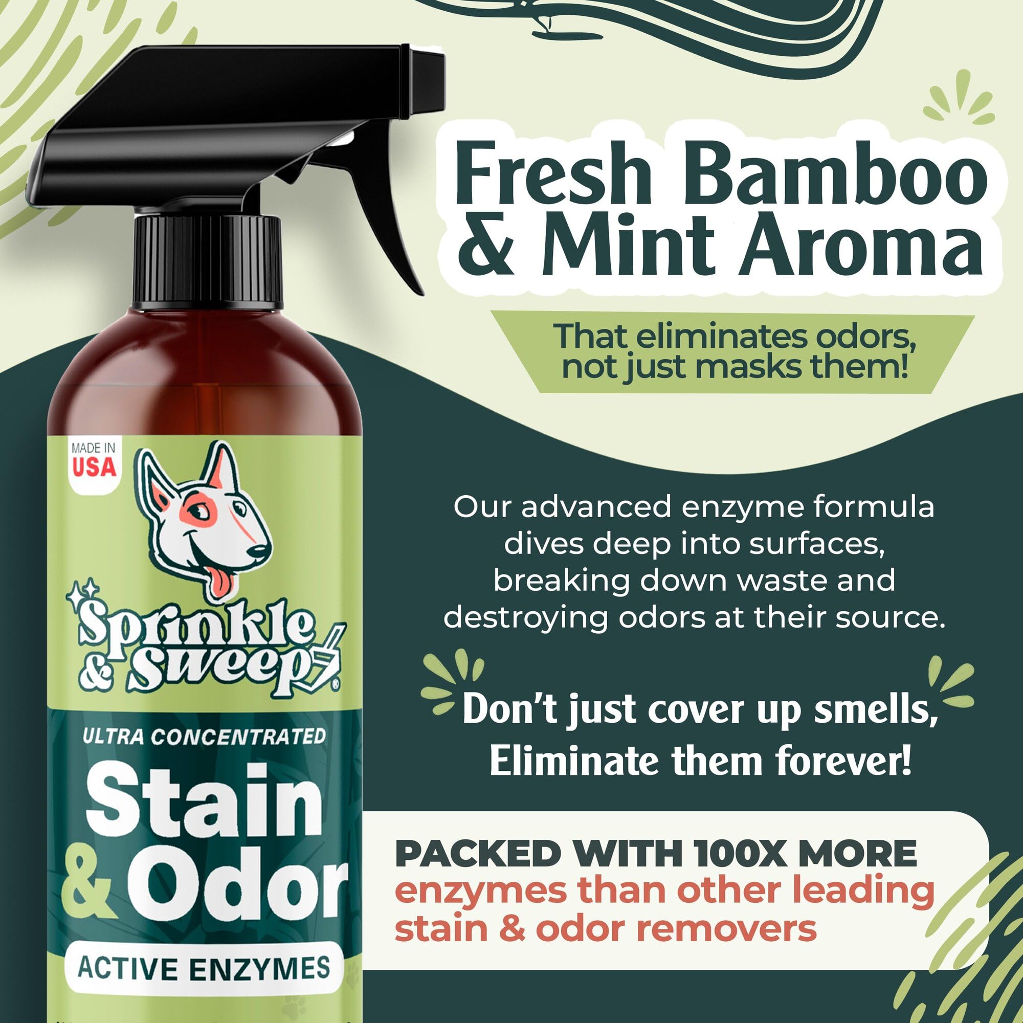 Spray limpiador enzimático de enzimas para gatos y perros, eliminador de manchas y olores de orina para gatos y perros, limpiador enzimático de alfombras para mascotas, limpiador enzimático de enzimas