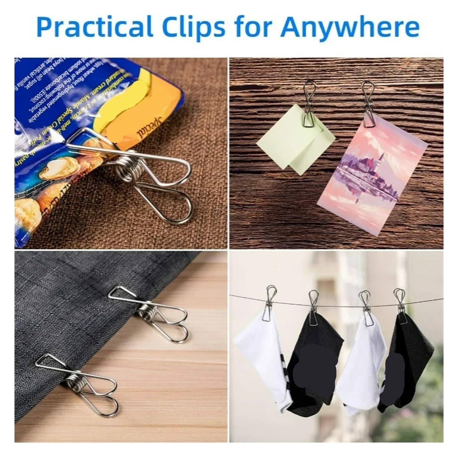 Metall-Wäscheklammern, 120 Stück, Edelstahl-Clips, Mehrzweck-Wäscheklammern, Halter, Metallsocken, Handtücher, Hängeschellen für Wäscheleine, Befestigung, Handtuch, Socken, Unterwäsche