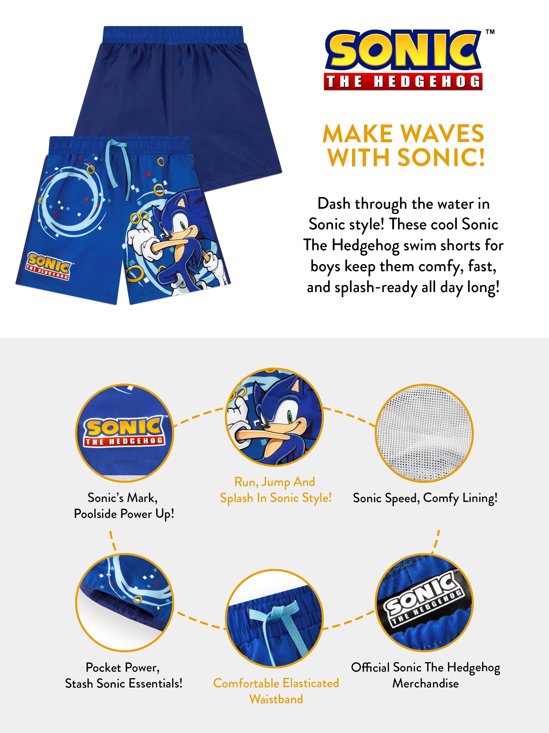 Sonic The Hedgehog Maillot De Bain Piscine, Maillot De Bain Garcon, Shorts De Piscine Sonic