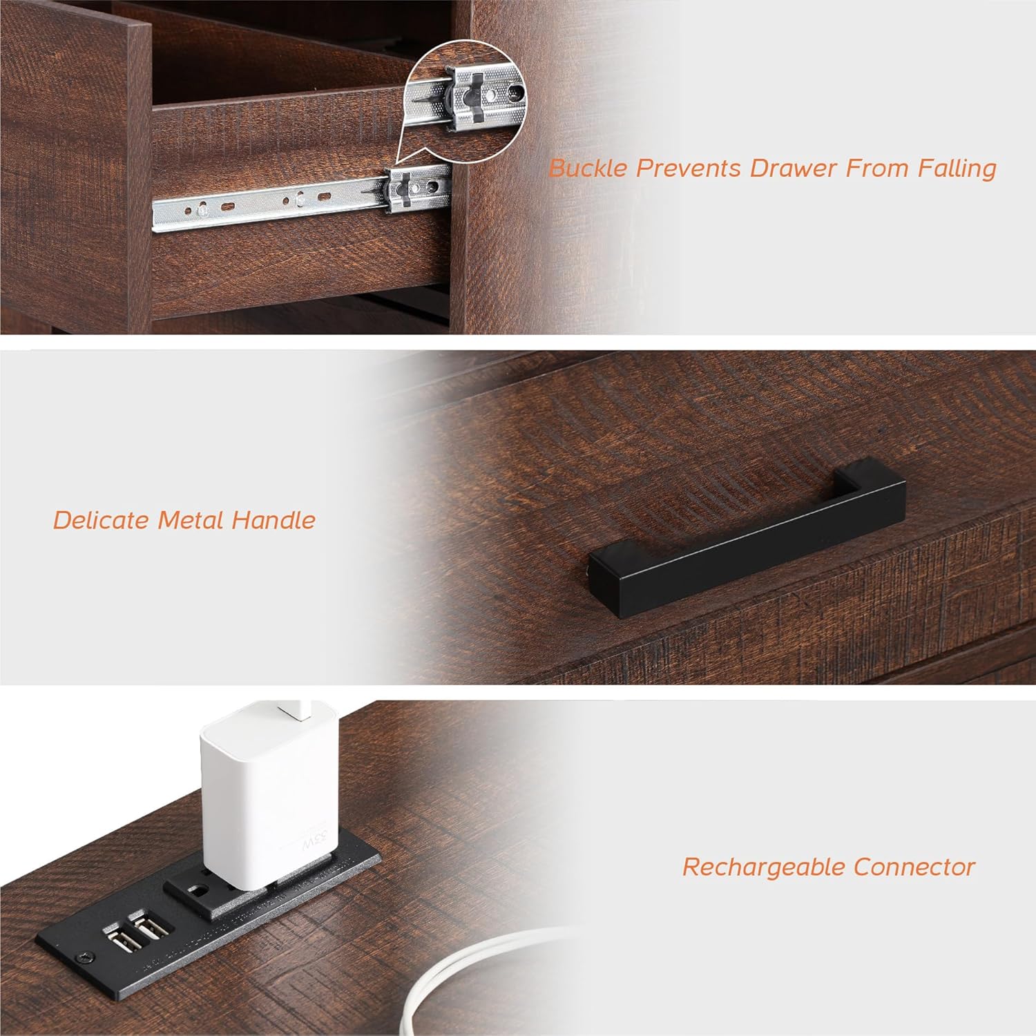 Close-up of the drawer slide mechanism