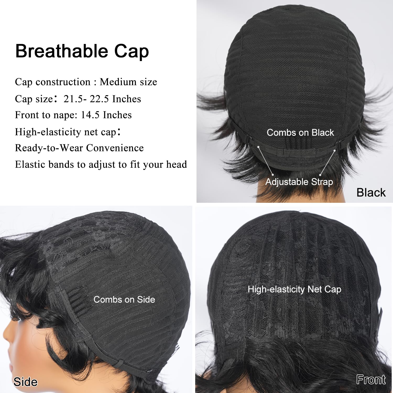 SUPERNOVA 1B/27# Pixie Cut Wig Human Hair Glueless Full Machine Made Big Wavy Bob Wig Ombre Color Short Pixie Wigs For Black Women Layered Brazilian Wigs Human Hair With Bangs For Daily Use 6Inch