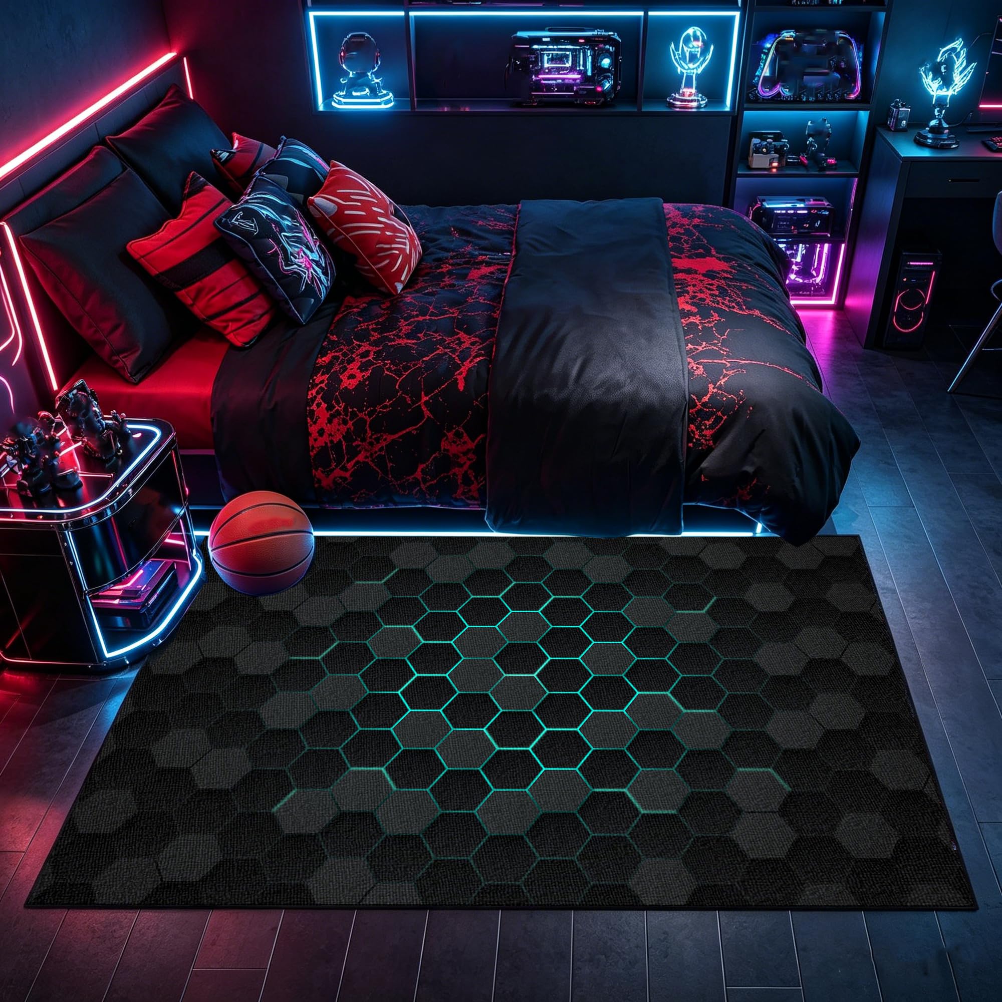 Tappeto da Gioco Controller, Tappeto Sedia Gaming 200 x 210 cm Teenager Ragazzi Camera da Letto Grande Antiscivolo Tappetino per Sedia da Gaming, Tappeto Salotto Gamer