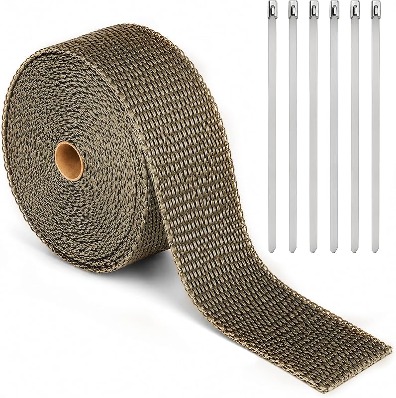 Manta térmica para escapamento BXHYNOI de fibra de basalto – 5,08 cm x 6,10 m com 6 abraçadeiras