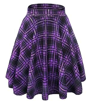 EXCHIC Women's Casual Stretchy Flared Mini Skater Skirt