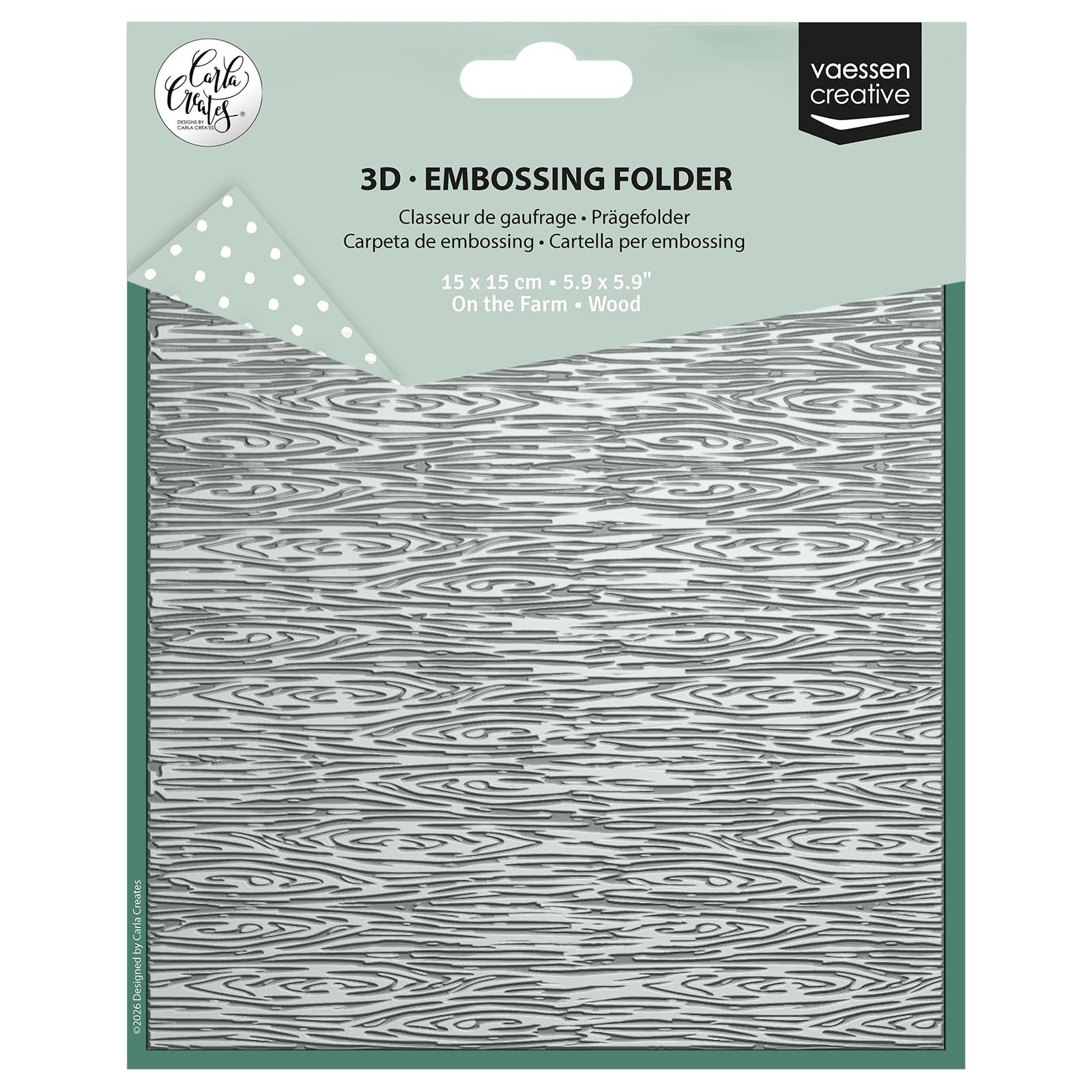 Vaessen Creative 3D Embossing Folder - Wood 5.9 x 5.9" - Card Making Supplies for Journaling, Blank Cards and Envelopes - Scrapbook Accessories