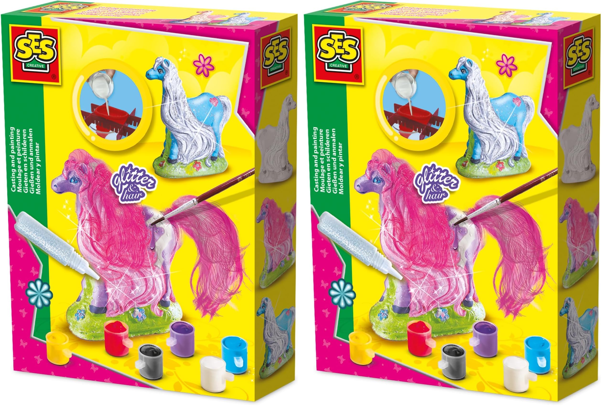 Moulage et Peinture Cheval SES Creative avec crinière pour loisirs créatifs enfants Lot de 2