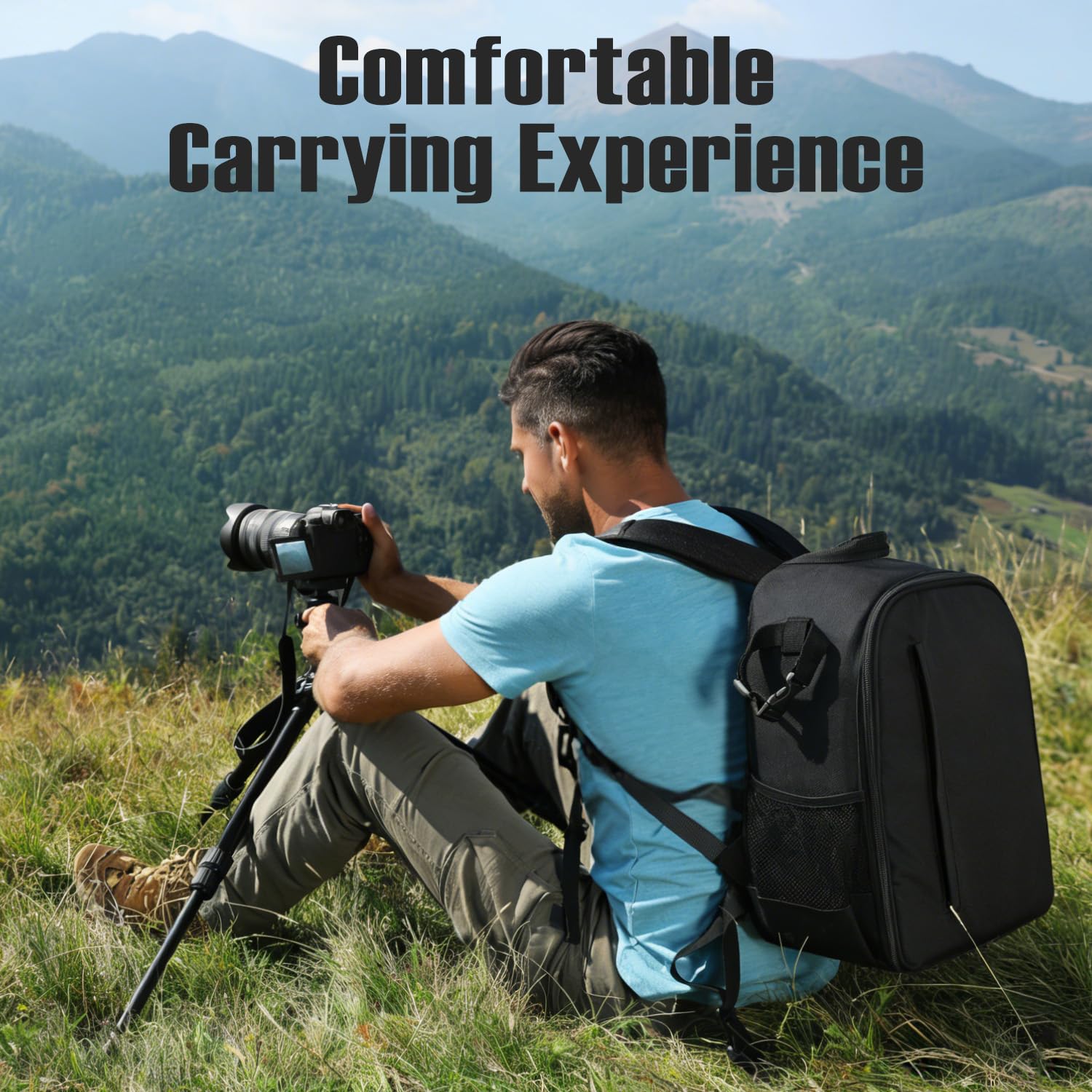 Zaino per fotocamera, LP Zaino unisex impermeabile per attrezzatura fotografica, custodia per fotocamera DSLR/SLR, obiettivi, treppiede e accessori, compatibile con Nikon, Canon, Sony, Olympus, Panaso