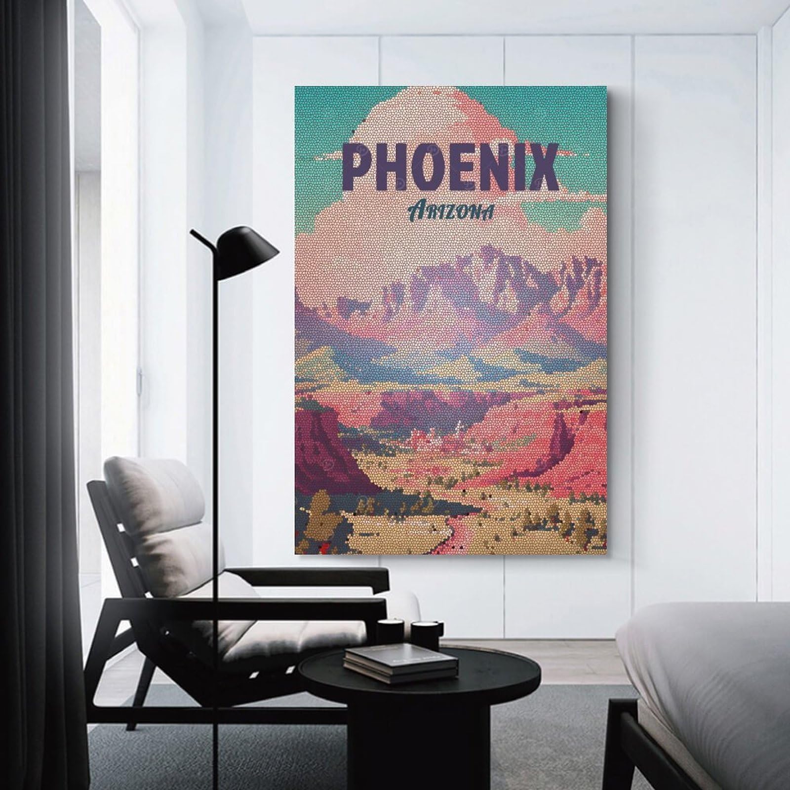 Junmoney Wall Art Print Phoenix Arizona Mosaic Landscape Art, 24x36inch(60x90cm), for Hallway, Bedroom Or Modern Interiors, Thoughtful Wall Decor for Art Lovers