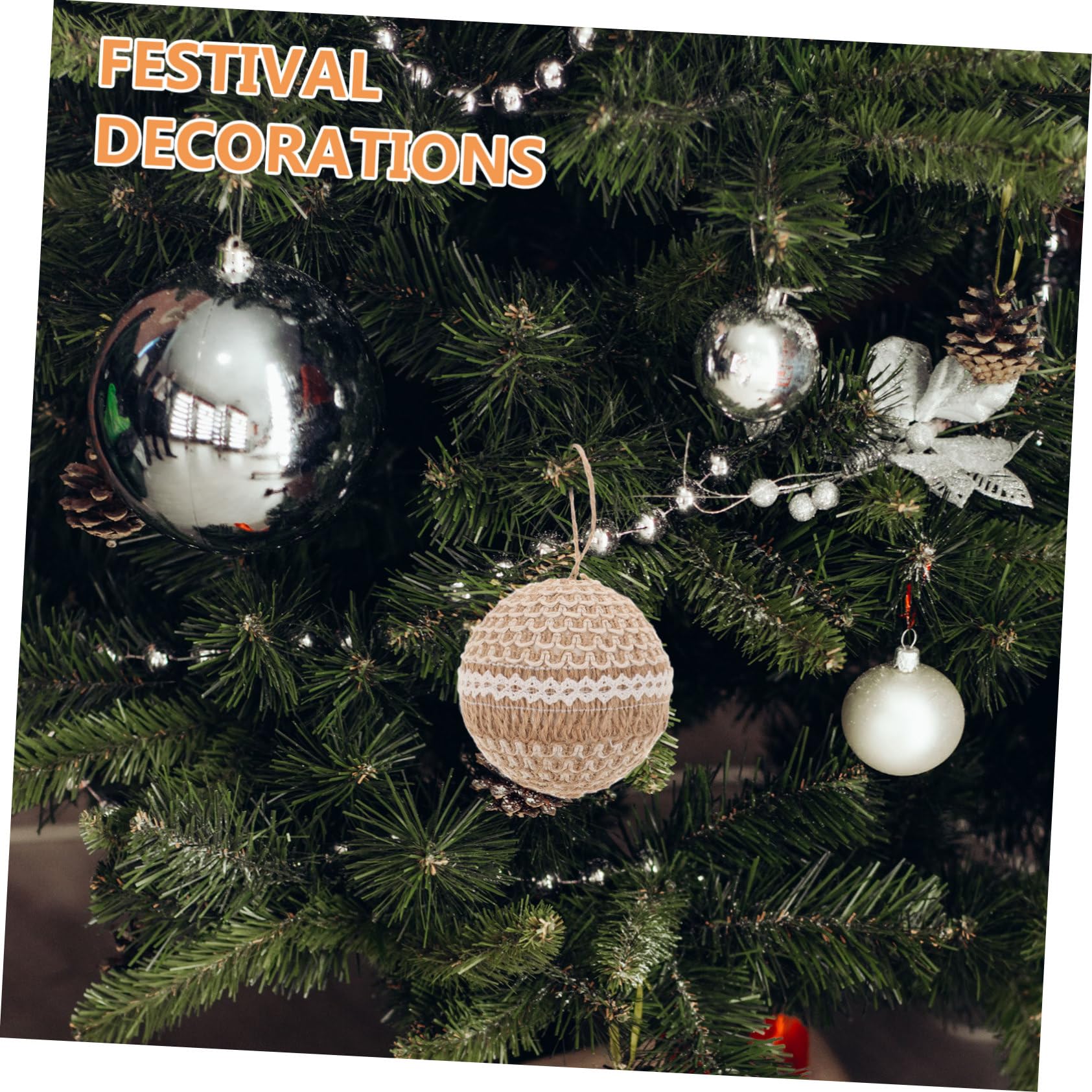 Holibanna Bolas De Navidad De Cuerda Adornos Colgantes para De Navidad De Decoración Festiva para Mesa Y Chimenea 3 Piezas X 4