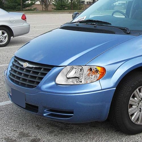 Miniatura 5 de DNA MOTORING HL-OH-DOC01-CH-AM - Par de faros delanteros compatibles con 01-07 Town & CountryGrand Caravan, carcasa cromada, esquina ámbar