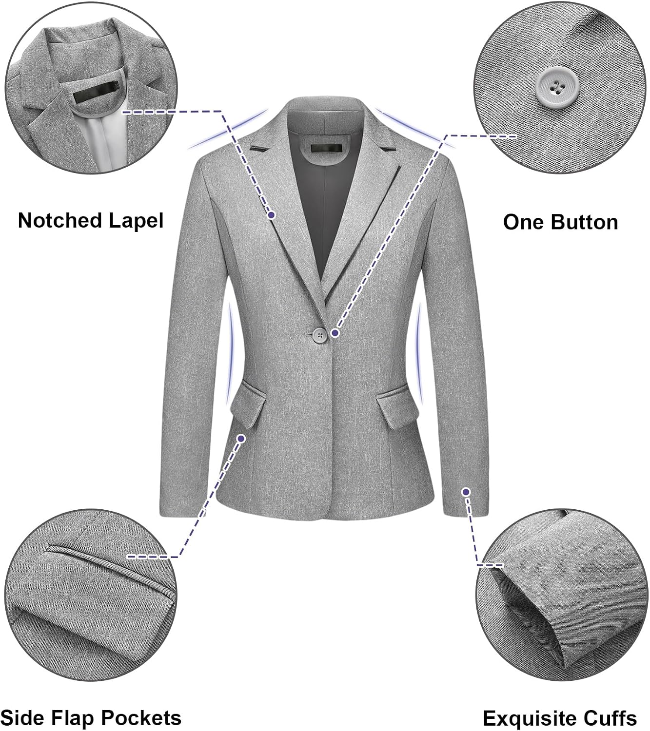 Womens Business Pants Suit 2 Piece Set Classic One Button Blazer & Pants Set for Work Wedding Interview
