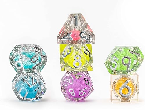 Miniatura 2 de FanRoll de Metallic Dice Games Elixir - Juego de dados de núcleo líquido polvo arcoíris