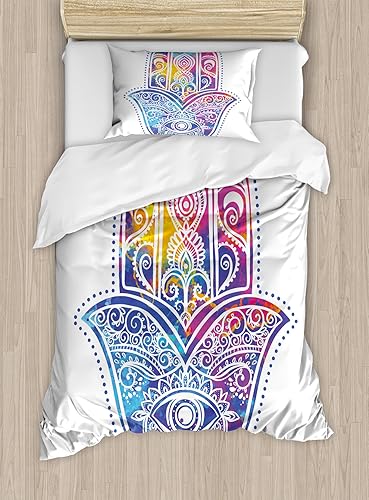 Miniatura 192 de Ambesonne Juego de funda de edredón de baloncesto, silueta de jugador de baloncesto, promoción de campeonato de competencia de atleta, juego de ropa