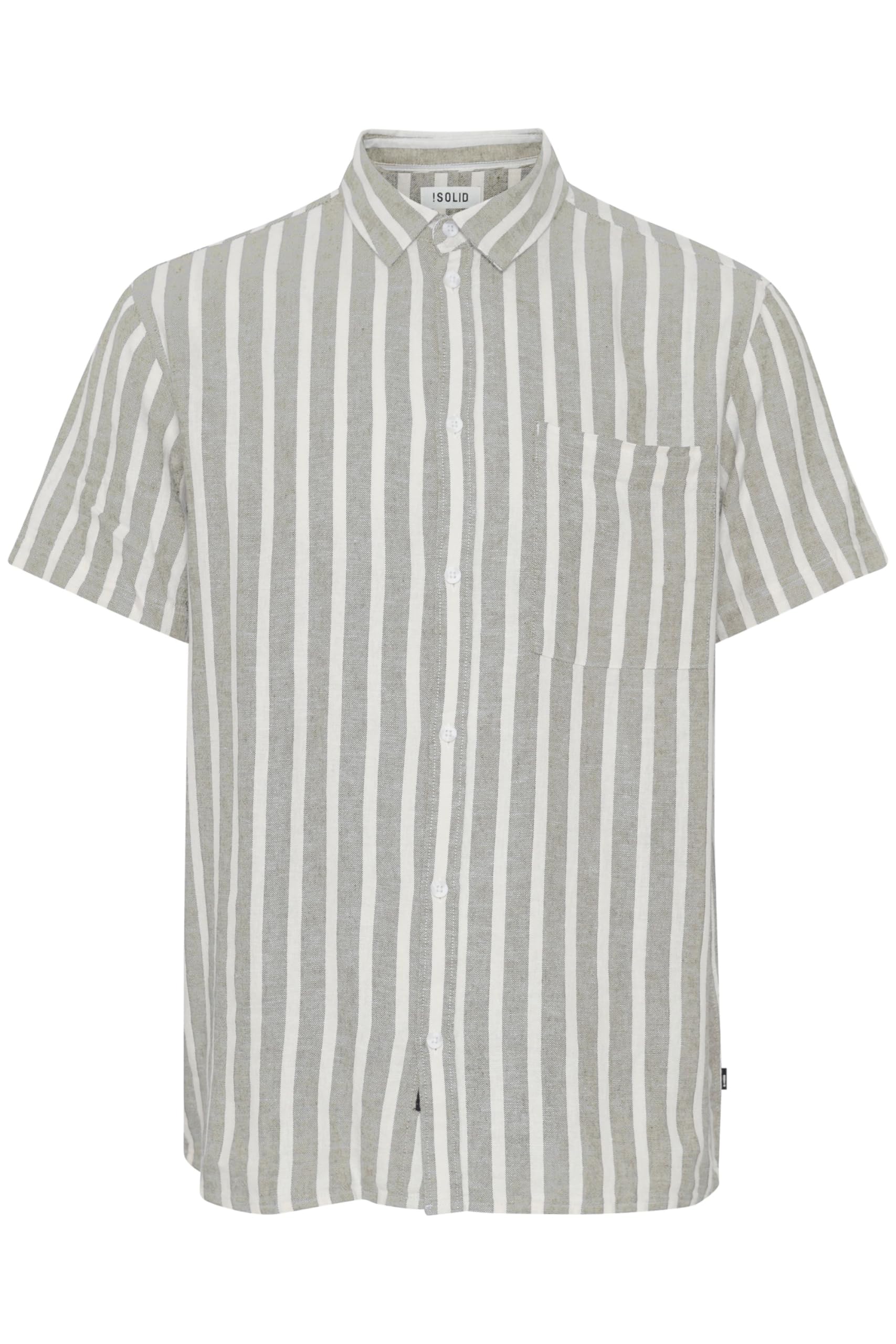 !Solid! SDFried Herren Kurzarmhemd aus Leinenmix Hemd Herrenhemd mit Kentkragen Brusttasche Knöpfen Regular fit