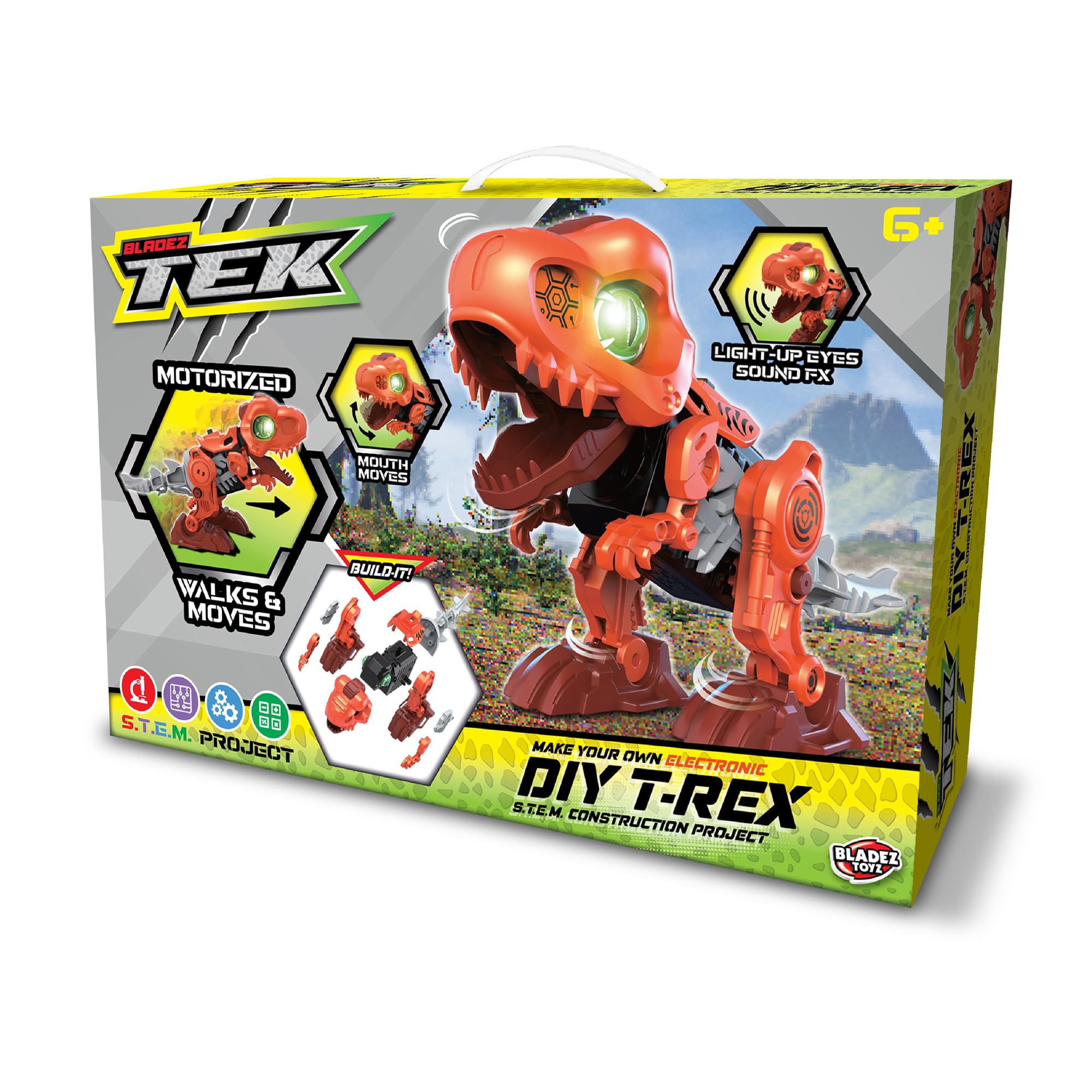 BLADEZ Toyz Dinosaur Toys for Kids - Build Your Own Tyrannosaurus with Roaring Sounds & LED Eyes - Toys for 3 Year Old Boys Crafts Present - Perfect 4 Year Old Boy Gifts with Realistic Movement