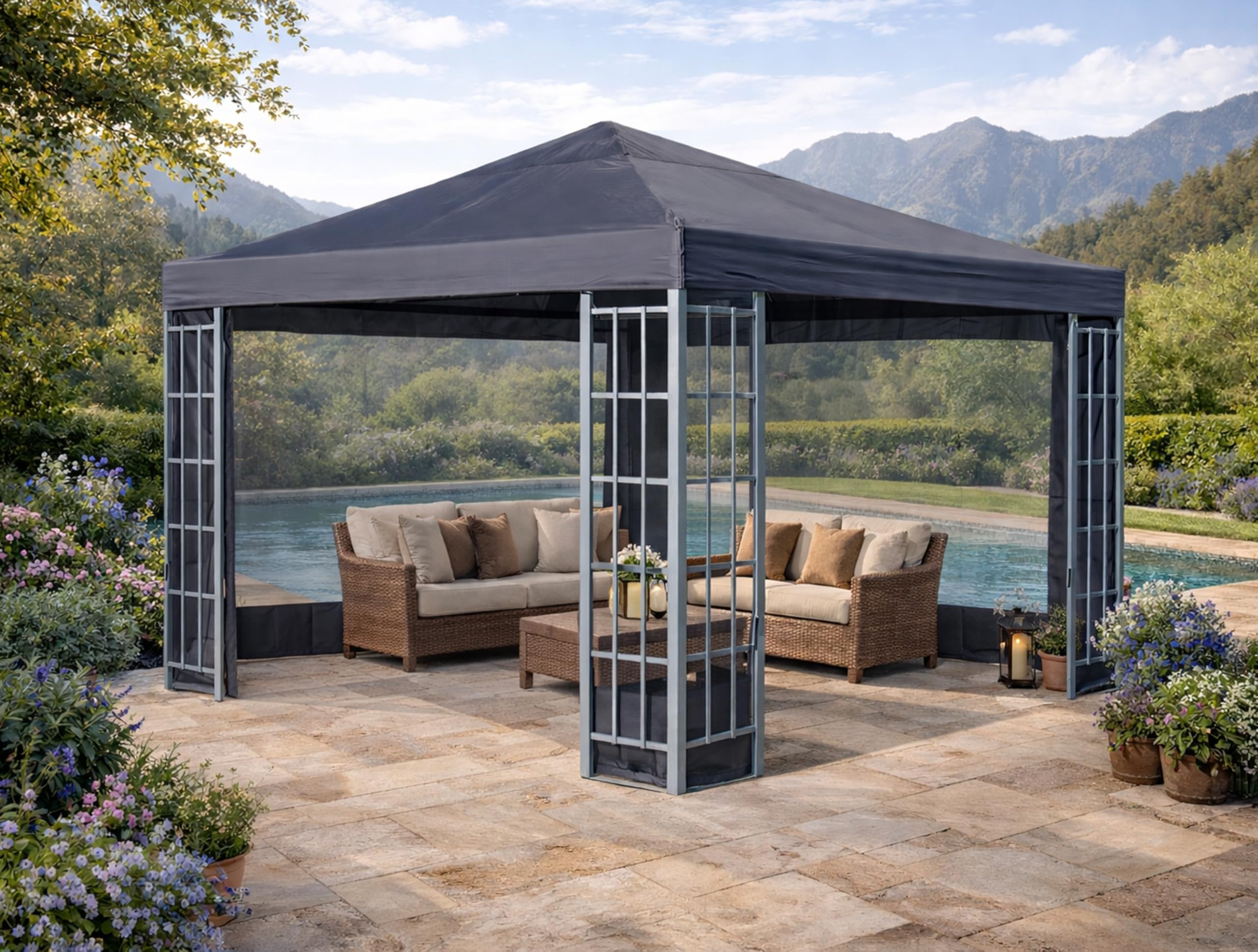 QUICK STAR Toit de Remplacement pour Gazebo Rank 3x3m Anthracite