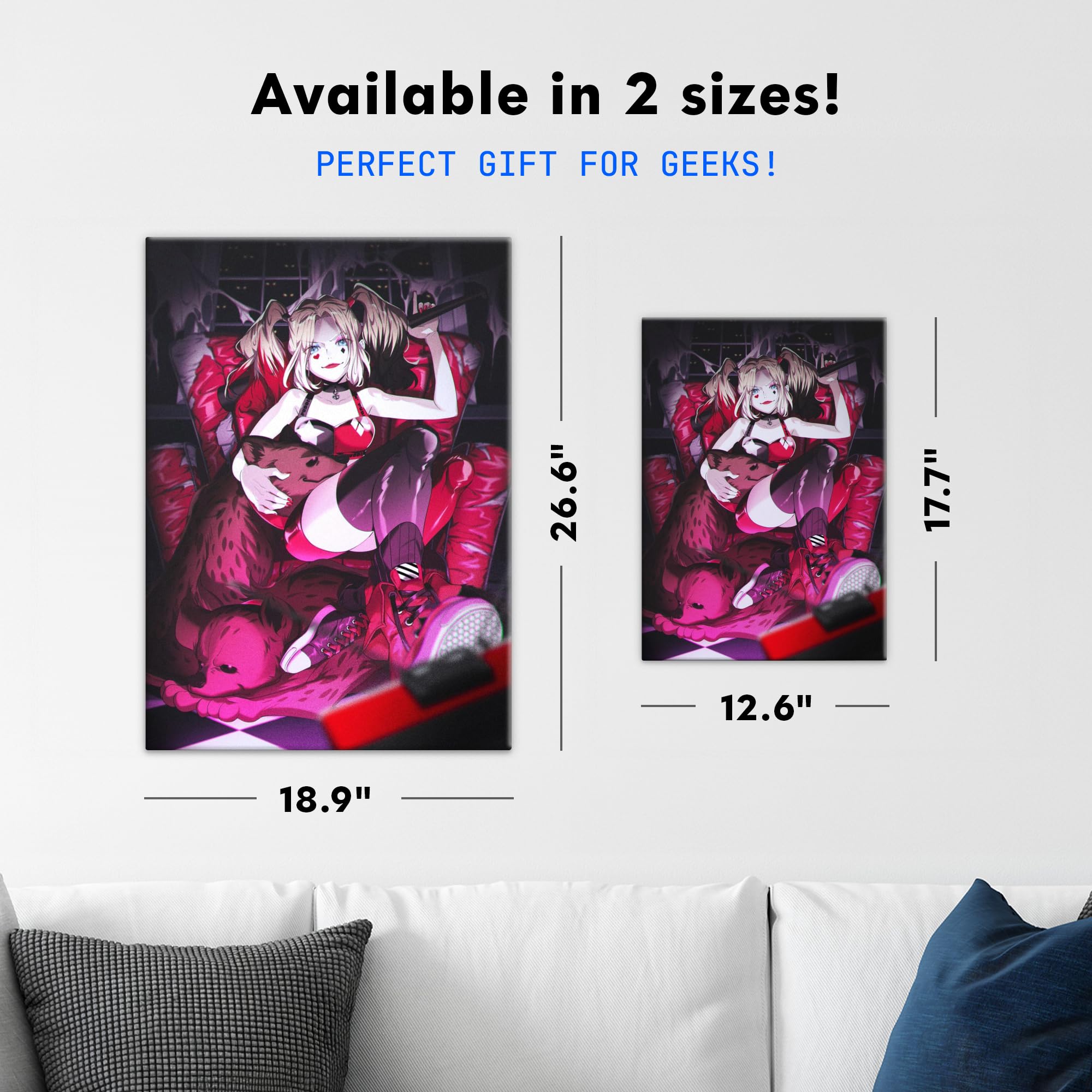 Displate Metal Poster DC Comics Harley with pets Wandbild 32 x 45 cm
