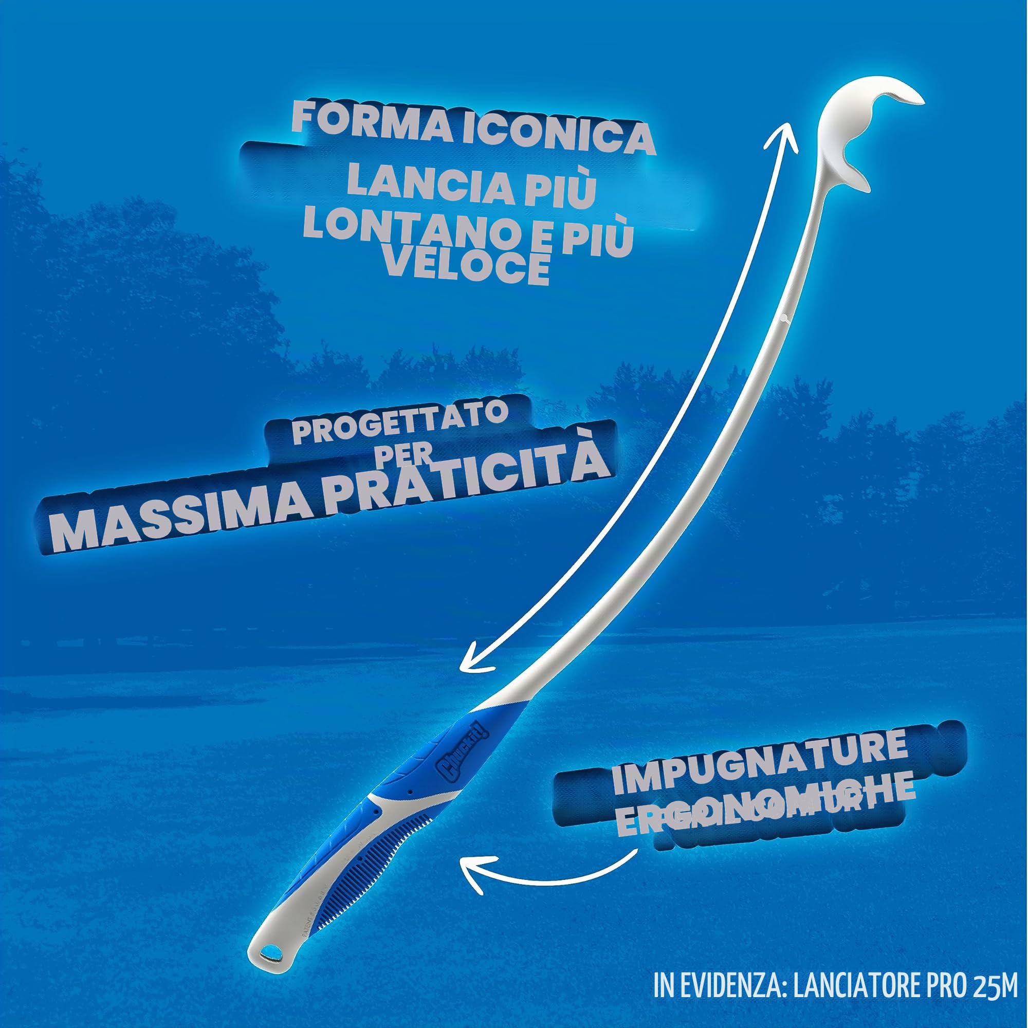 Chuckit! – Lanceur Fetch & Fold 25M – Lanciapalle per Cani - Lanciatore per Cani Pieghevole - Lanciatore Compatibile con Palline Medie - Viene Fornito con 1 Fetch Ball Medium