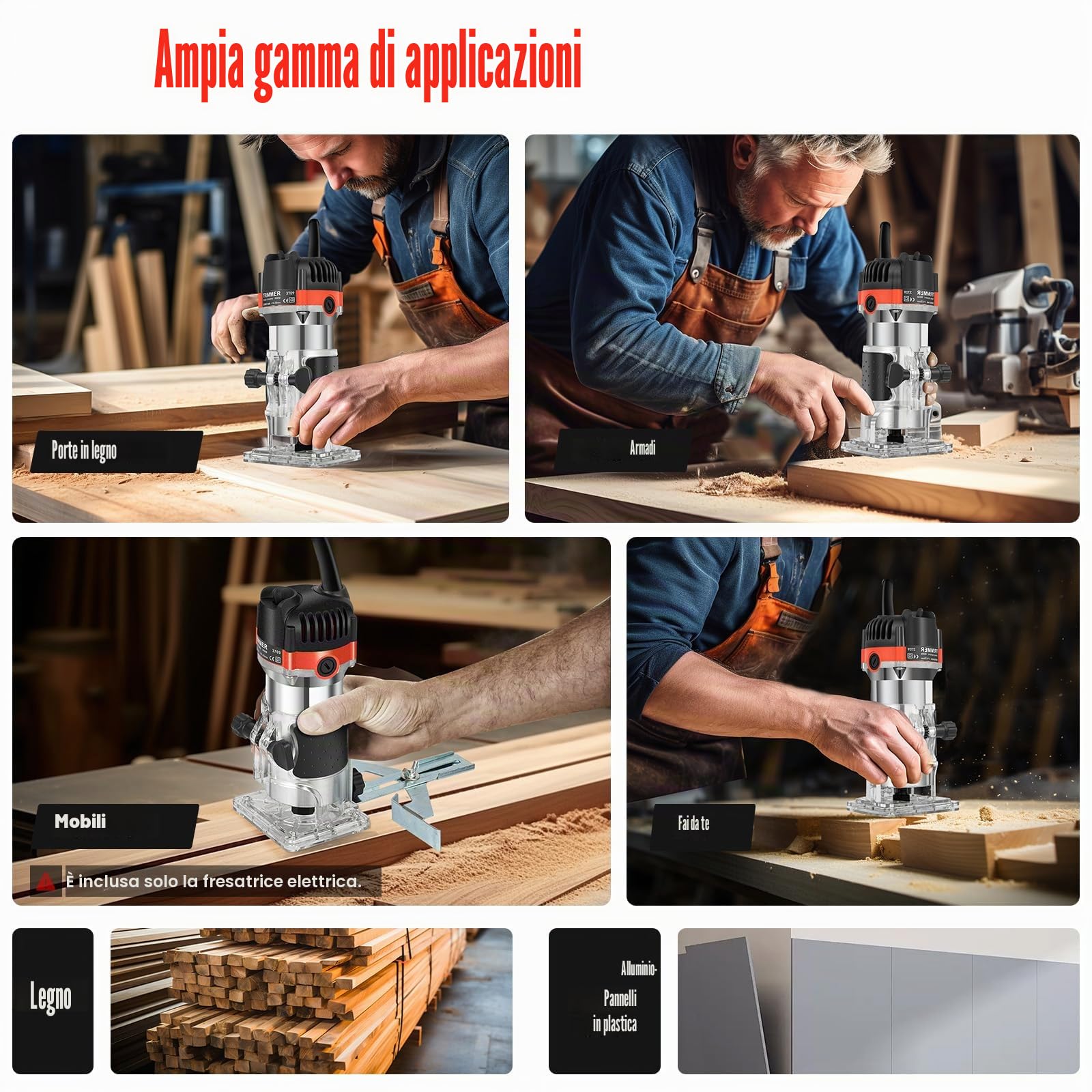 Kantenfräse Fresa per legno Router 220 V 800 W con valigetta e chiave