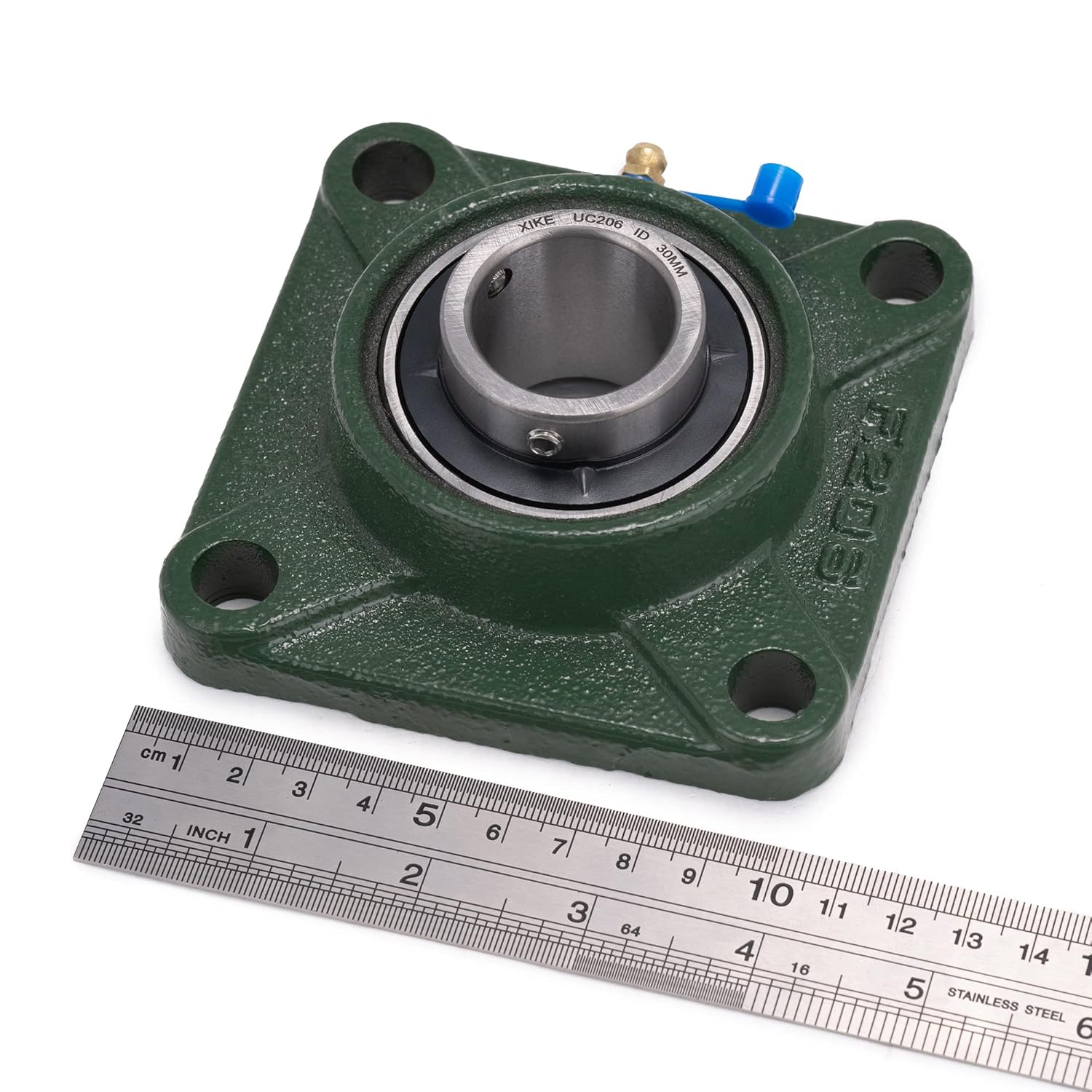 XIKE 2 Pcs UCF206 Bore 30 mm Pillow Block Square Flange Mounted Ball Bearings, Solid Cast Iron Base and Self Aligning Chrome Steel Sealed Bearings.
