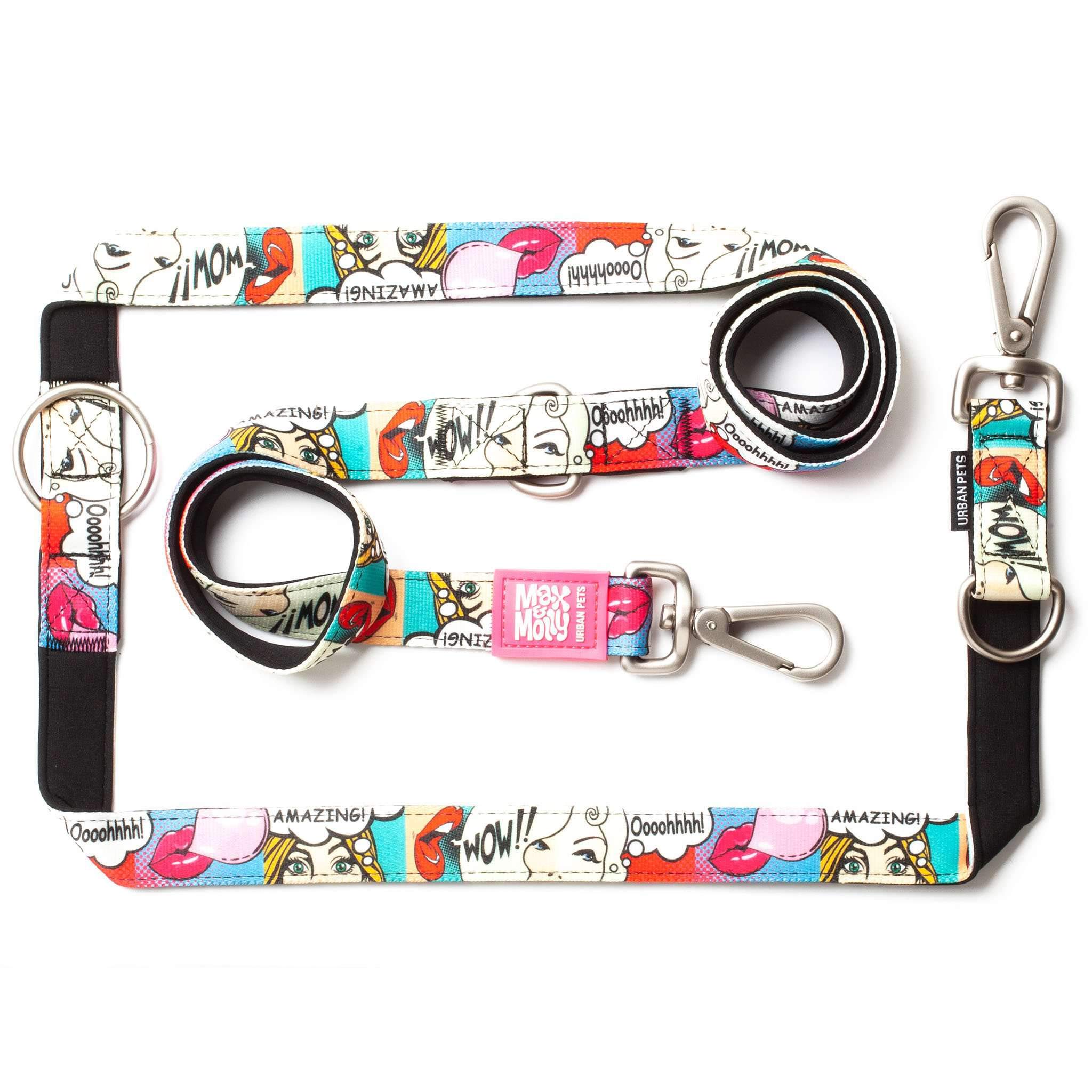 Max & Molly Missy Pop/L Multifunctional Dog Lead 2 m with 2 Carabiners, Padded, Safe and Flexible, Comfort for Your Faithful Companion