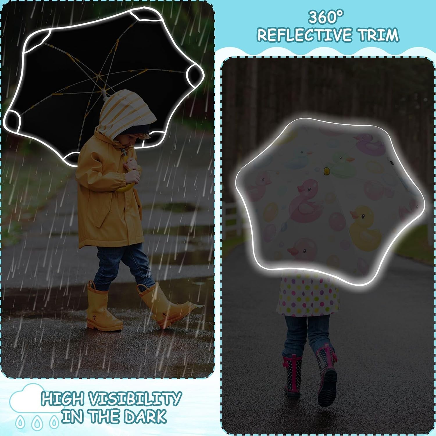 ALAZA Rainbow Duck Bubble Kids Umbrella for Girls Boys Toddler Children Rain & Sun Umbrella