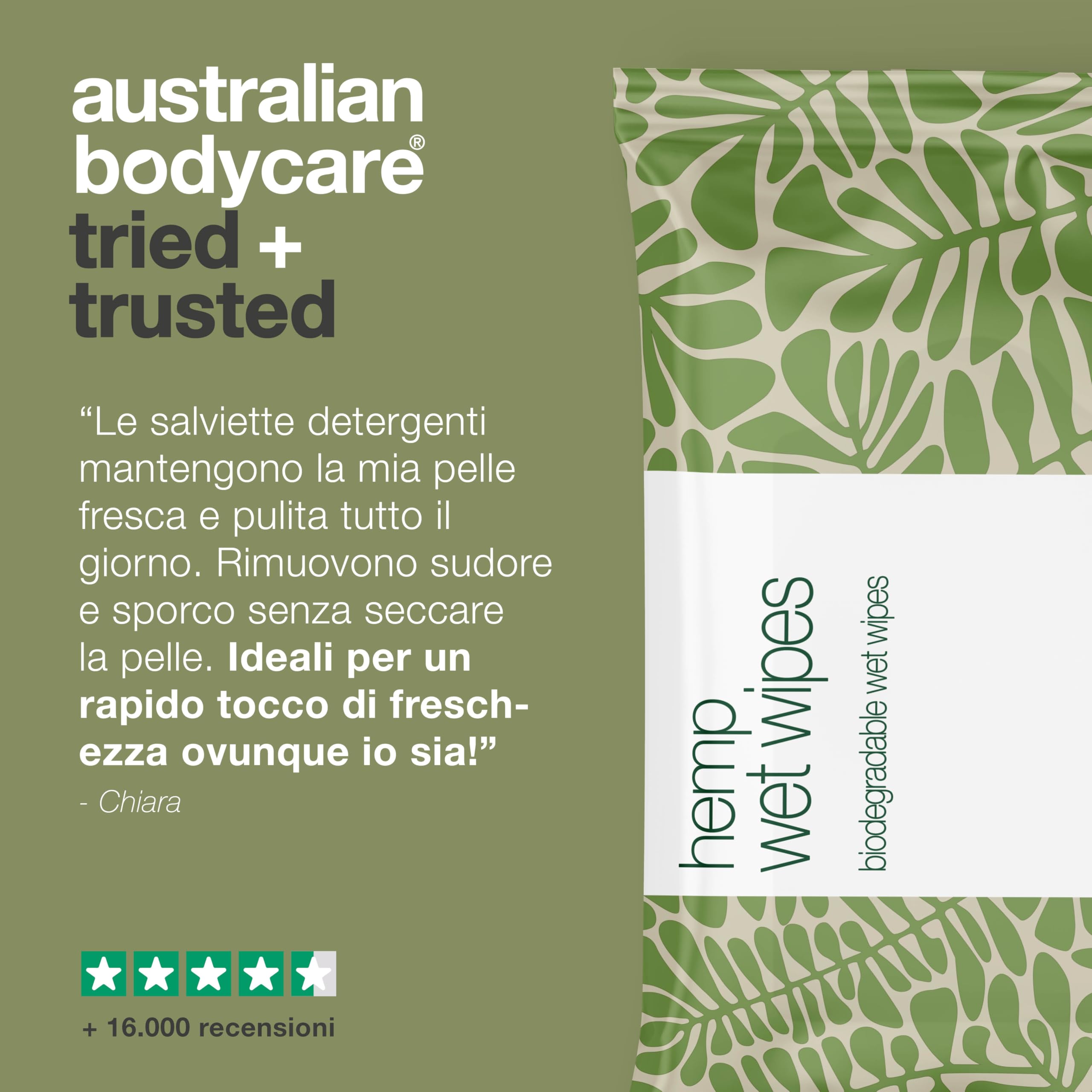 Salviette detergenti per una pelle fresca – con olio di semi di canapa, aloe vera e 4-Terpineol, il principio attivo noto dal Tea Tree Oil