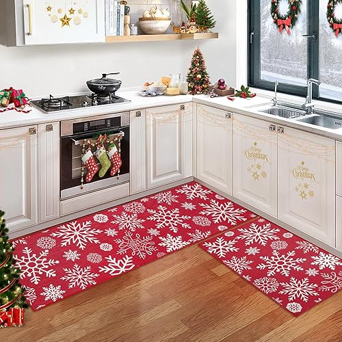 Miniatura 9 de CAROMIO Alfombras y tapetes de cocina de Navidad antideslizantes para el piso de la cocina, alfombra de pasillo de cocina delante del fregadero,