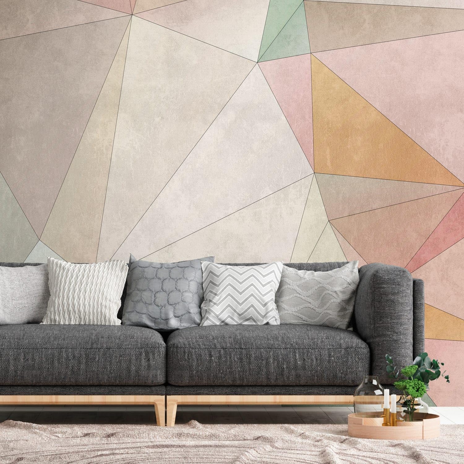 Papier peint géométrique intissé haut de gamme Profhome 382861-GU design pastel