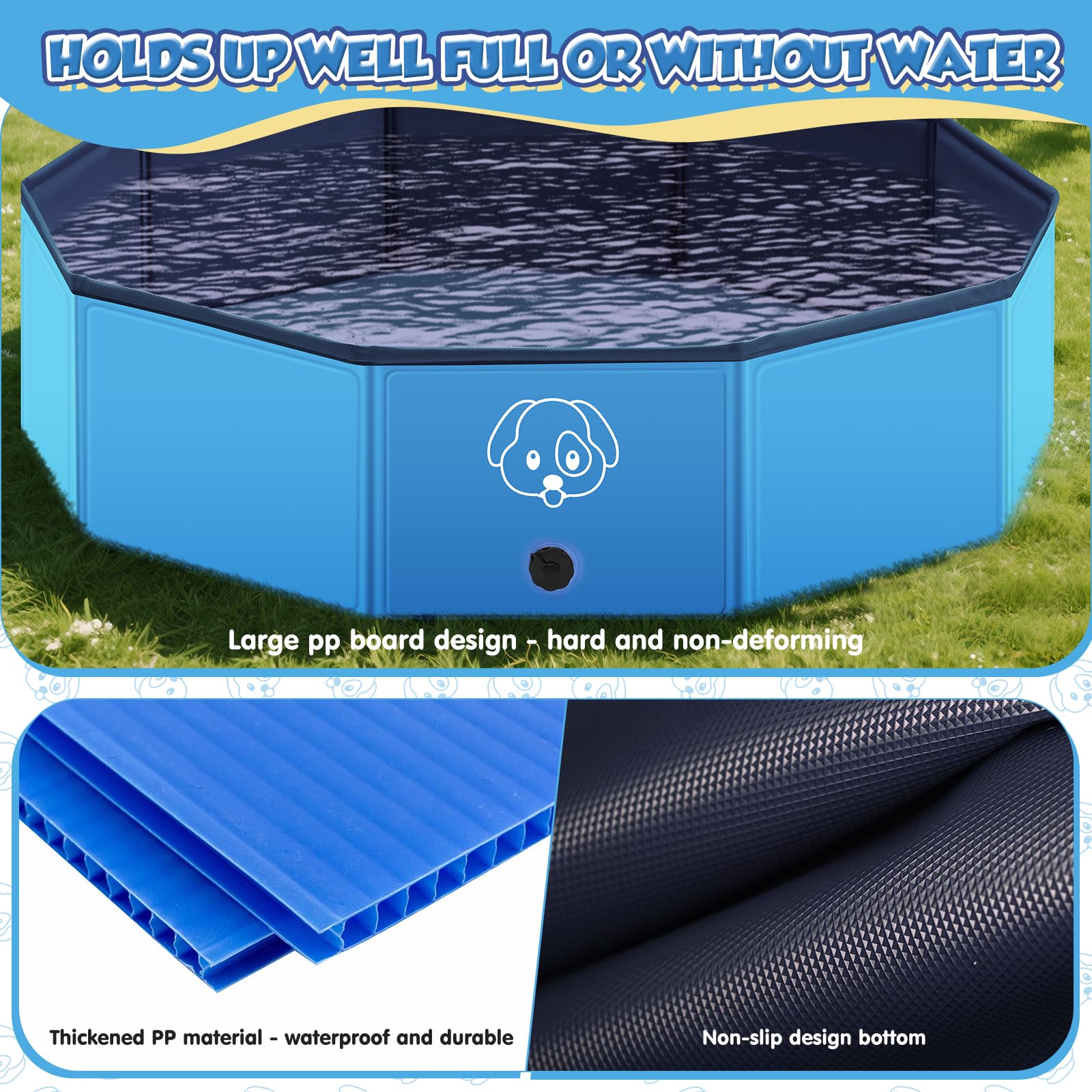 80 * 20CM Piscina Perros Grandes y Pequeños de PVC Antideslizante, Plegable y Portátil Piscina para Perros, Fácil de Limpiar Perro Piscina para (80 * 20cm)
