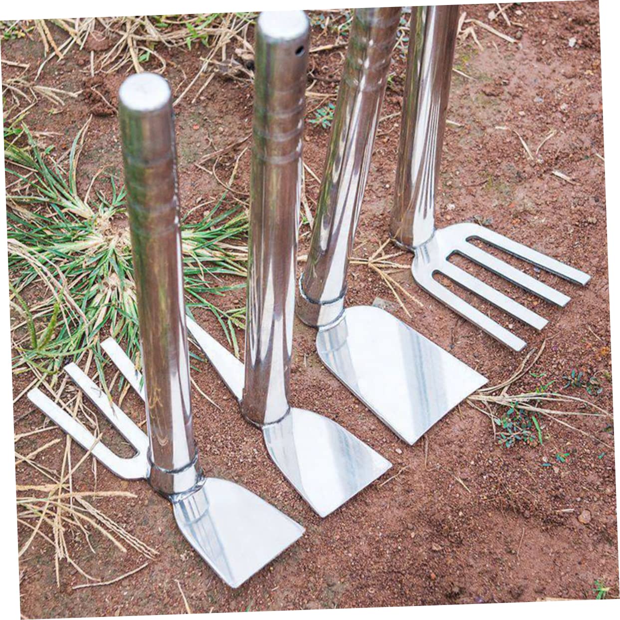 herramienta de jardín extractor malas hierbas cultivate kit de cultivo melena de azada de cultivo flor pequeña azada de mano herramienta de jardinería Acero inoxidable Silver