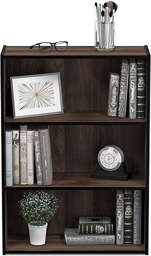 Miniatura 5 de Furinno Pasir - Estantería abierta de 3 niveles, color nogal (Columbia Walnut) Nuez Columbia,Pino ámbar,Americano,gris roble francés,Arce,blanco