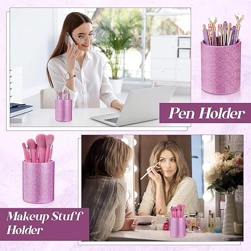 Miniatura 6 de Sabary 8 bolígrafos con soporte para bolígrafo para escritorio, con diamantes de cristal con brillantina, organizador de escritorio, bonitos